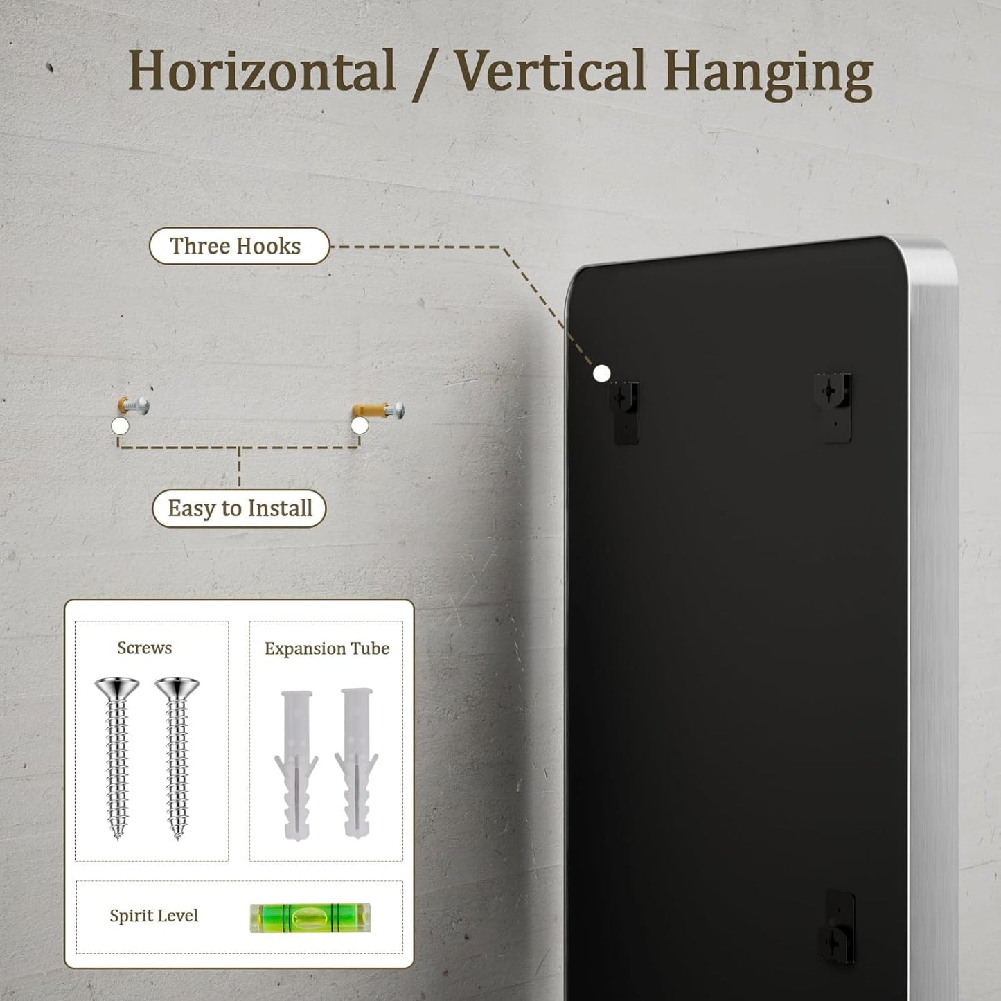 VooBang Bathroom Mirror 30x56 inch, Silver Gorgeous Deep Frame Wall Mirror with Shatterproof Tempered Glass, Modern Bathroom Vanity Mirror for Over Sink Hanging Horizontal or Vertical, Silver