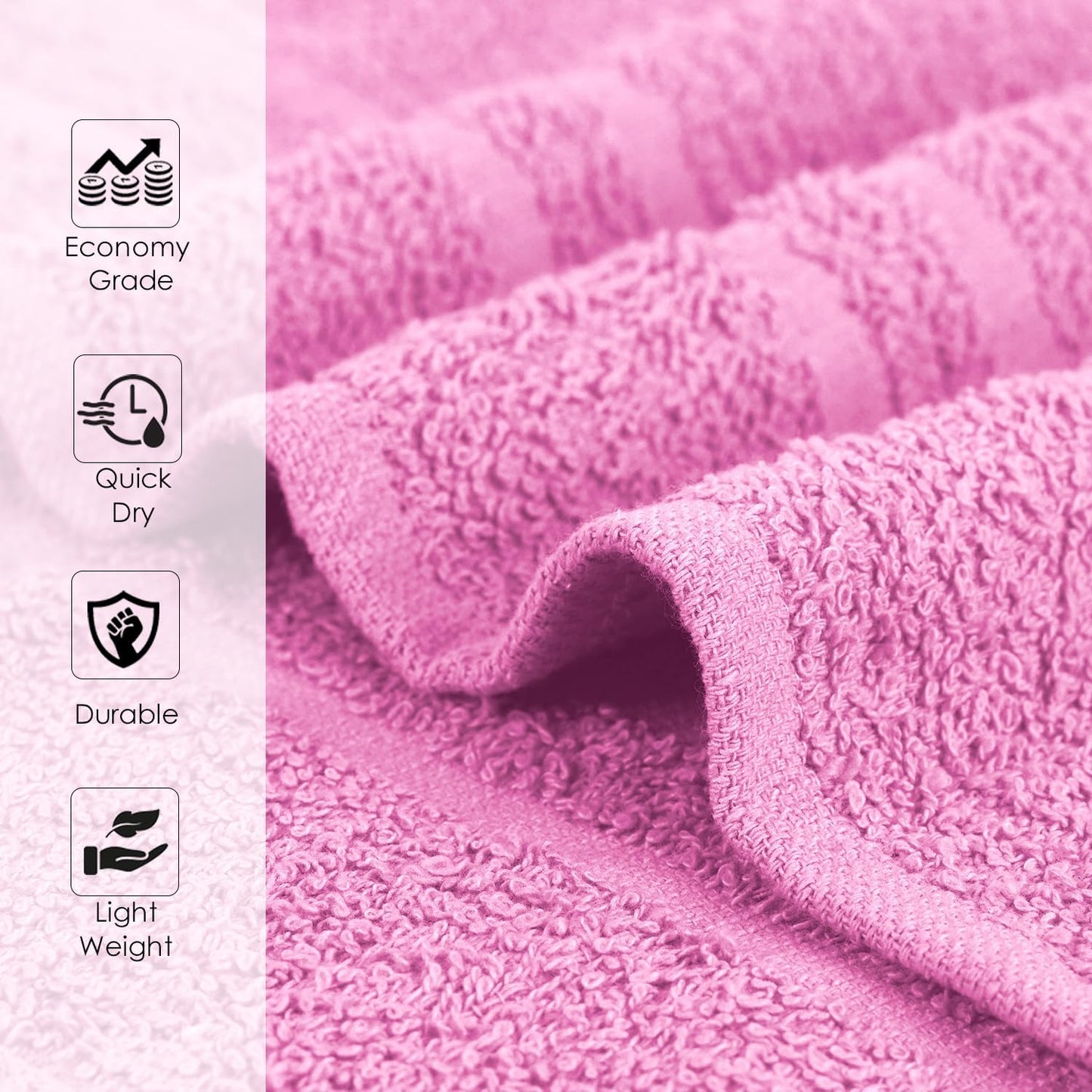 24 Pack Pink Hand Towels 100% Cotton Spa Towel – 16x27 inches Highly Absorbable Facial Towels Gym, Hair, Face, Bulk Small Towels (Not Bleach Proof)