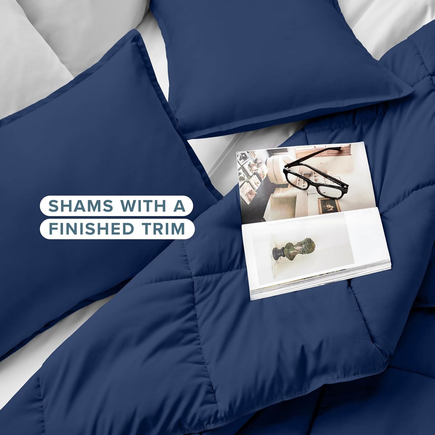 Bare Home Comforter Set - Ultra-Soft - Goose Down Alternative - Premium 1800 Series - All Season Warmth (Twin/Twin XL, Dark Blue)