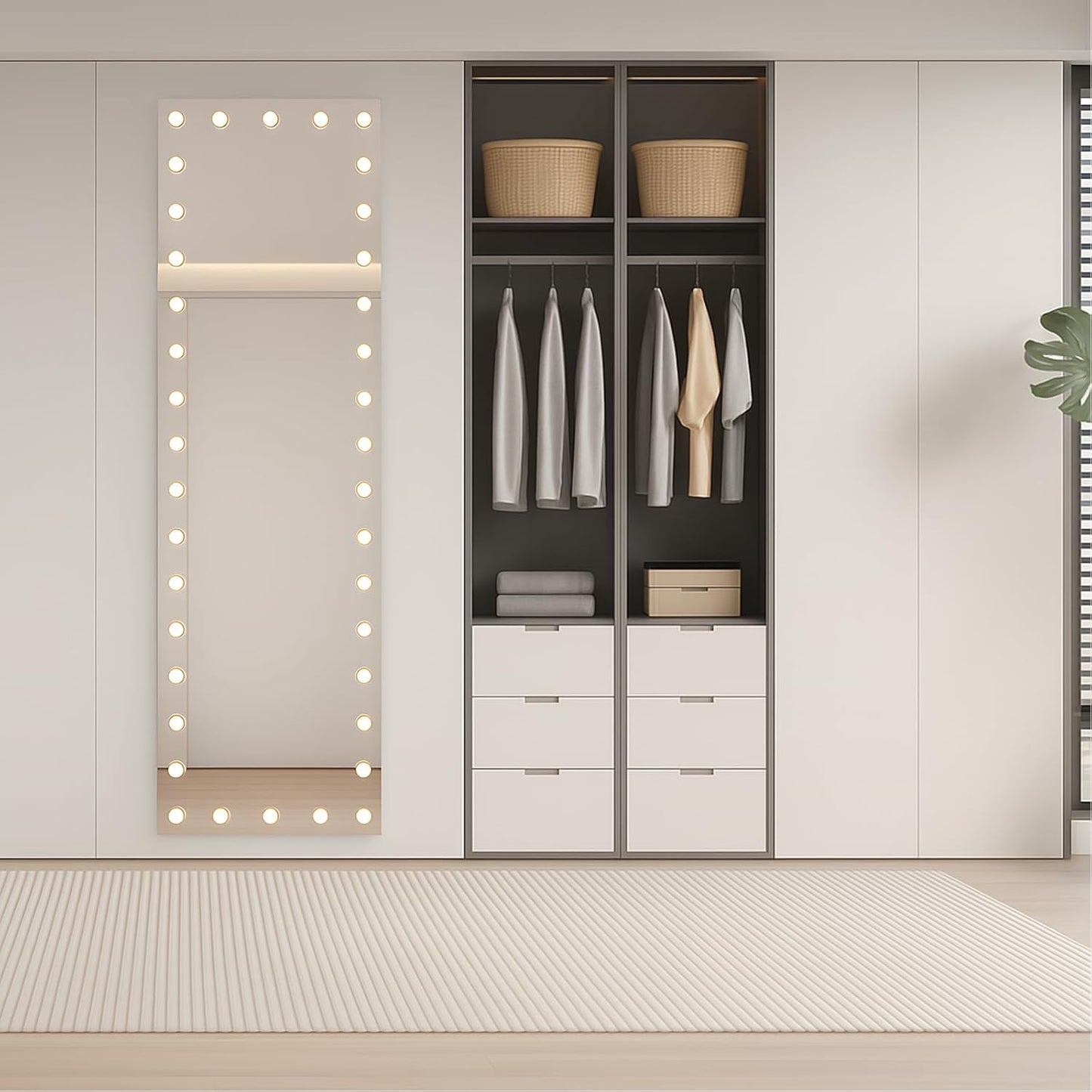 WTTY LED Bathroom Mirror with Lights 96"x36" Hollywood Wall-Mounted Mirror with 3 Color Temperatures, Stepless Dimmable Bulbs, Anti-Fog & Shatter-Proof