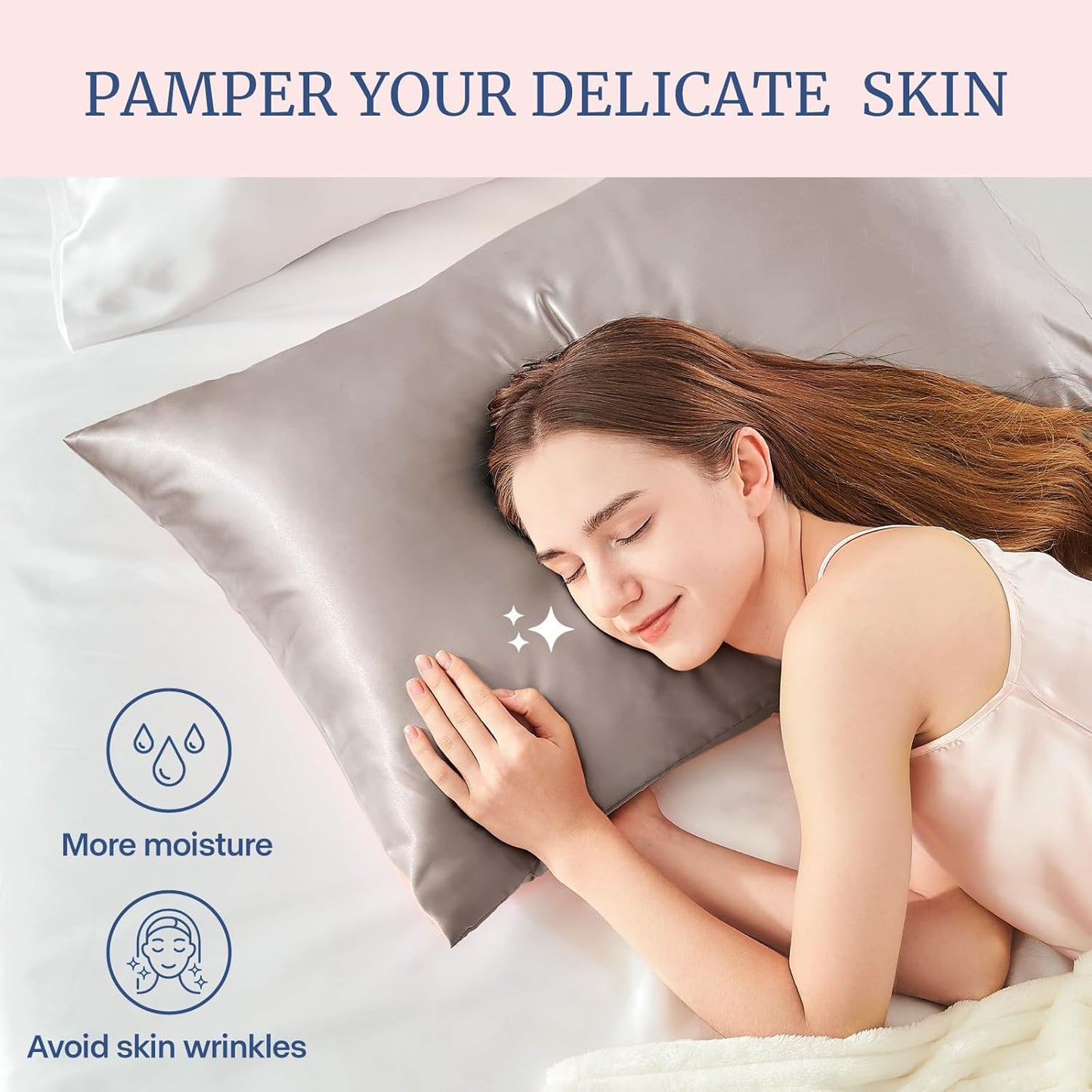 BEDELITE Satin Pillowcase for Hair and Skin, Super Soft and Cooling Similar to Silk Pillow Cases 2 Pack with Envelope Closure, Gift for Women Men(20"x40" King Size, Rose Taupe)
