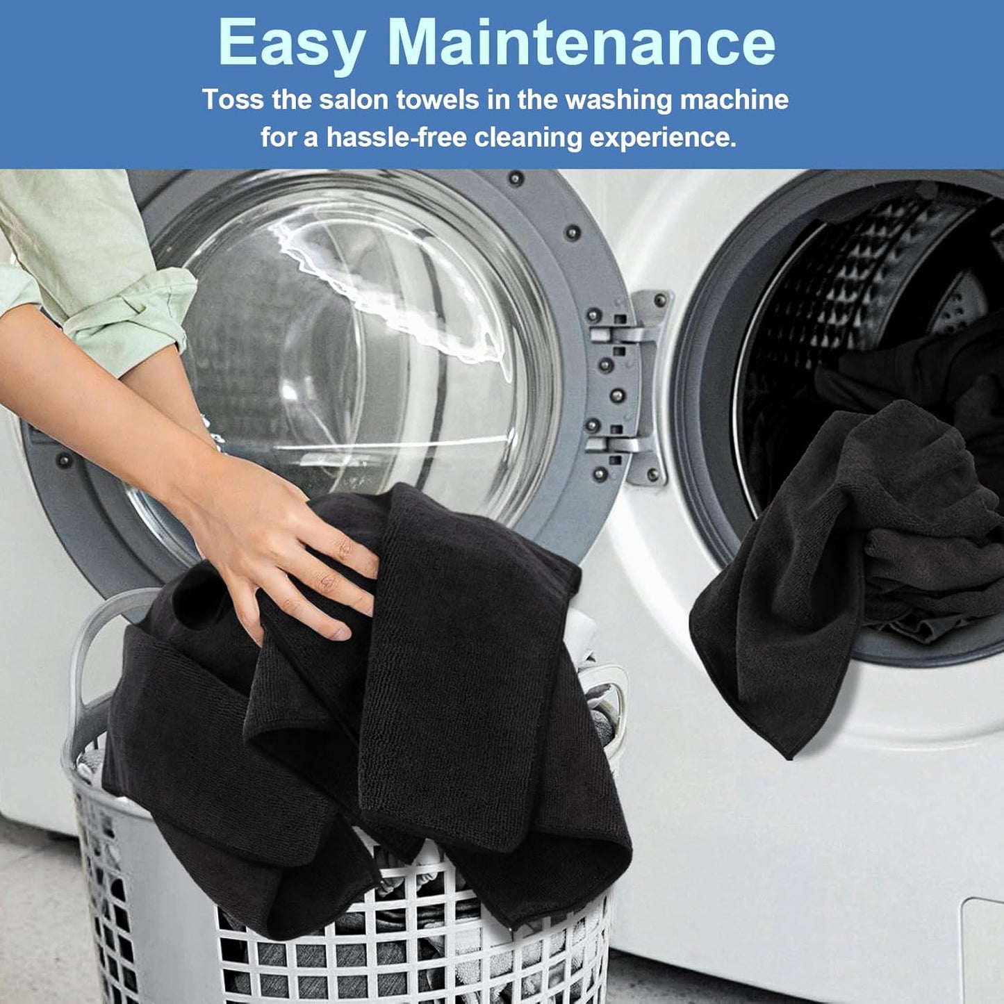 24 Pack Salon Towels - Highly Absorbent and Quick Drying Hand Towels, Premium Wash Cloths for Bathroom, Gym, Shower, Hotel, and Spa - 16x27 inch (Black)