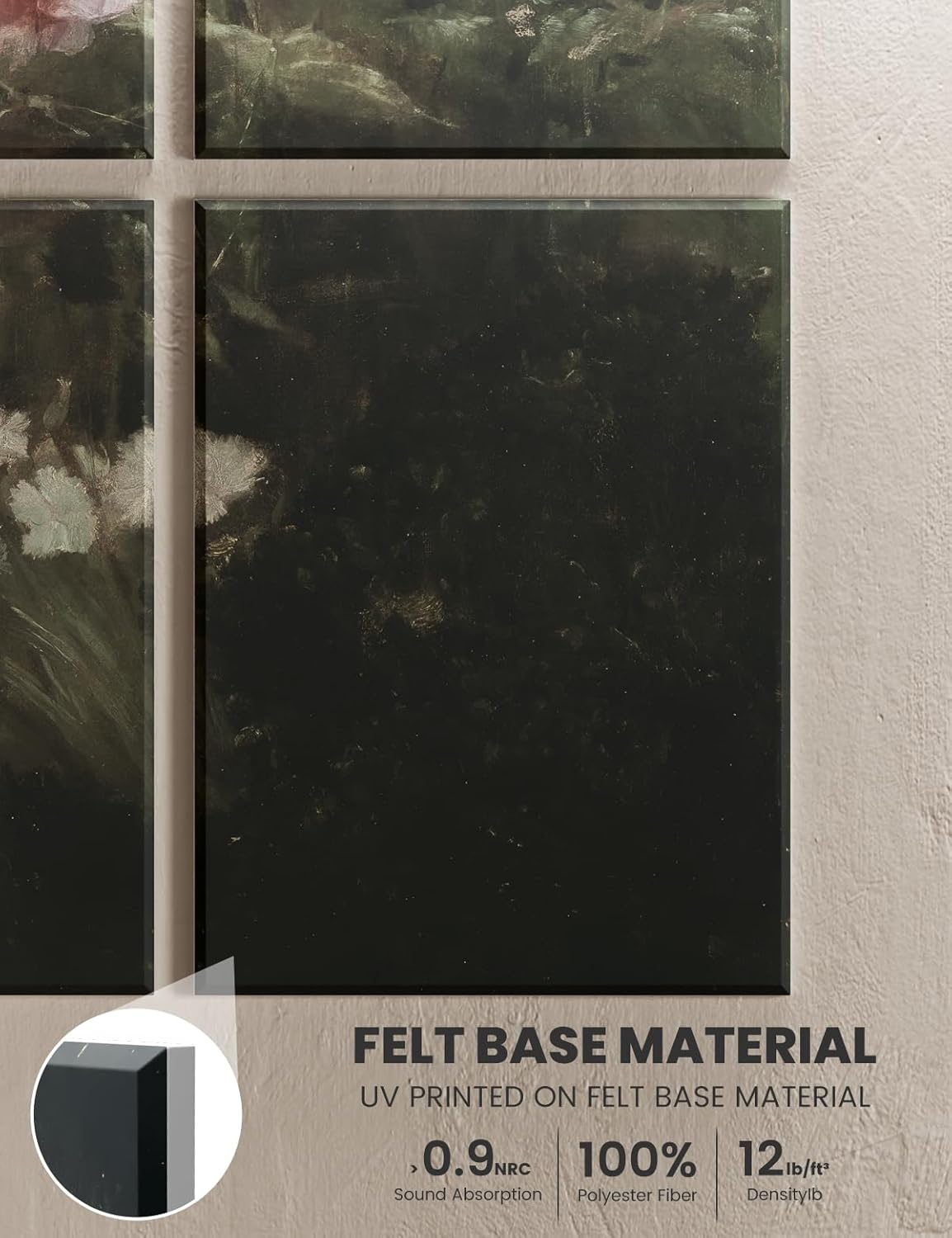 Wall Art Acoustic Panels,47''X31''Soundproof Wall Panels-8-Pack with 50 Adhesive Tabs, Decorative Sound Absorbing Panels for Living Room and Recording Studio, Offices-Garden in May