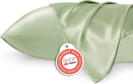 Bedsure King Size Satin Pillowcase Set of 2 - Laurel Green Silky Pillow Cases for Hair and Skin with Envelope Closure, Similar to Silk Pillow Cases, Gifts for Women Men, 20x36 Inches, 2pcs