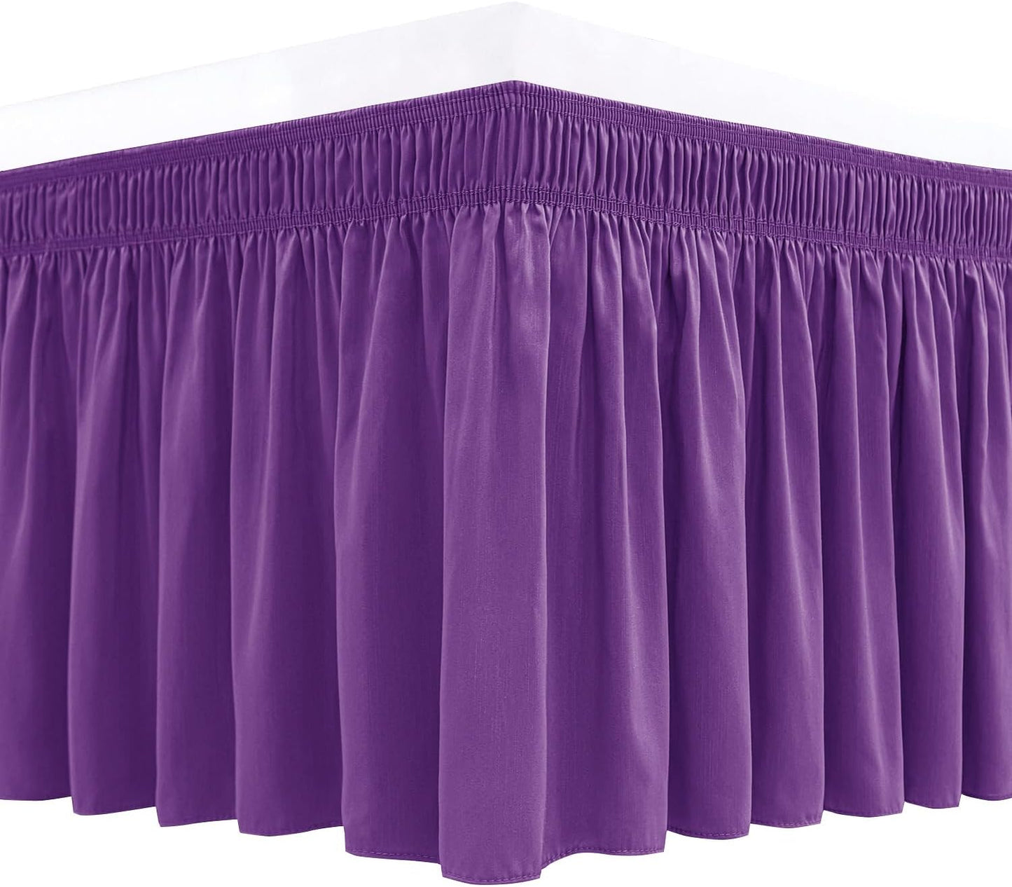 Biscaynebay Wrap Around Bed Skirts for King & Cal King Beds 15" Drop, Eggplant Adjustable Elastic Dust Ruffles Easy Fit Wrinkle & Fade Resistant Silky Luxurious Fabric Machine Washable