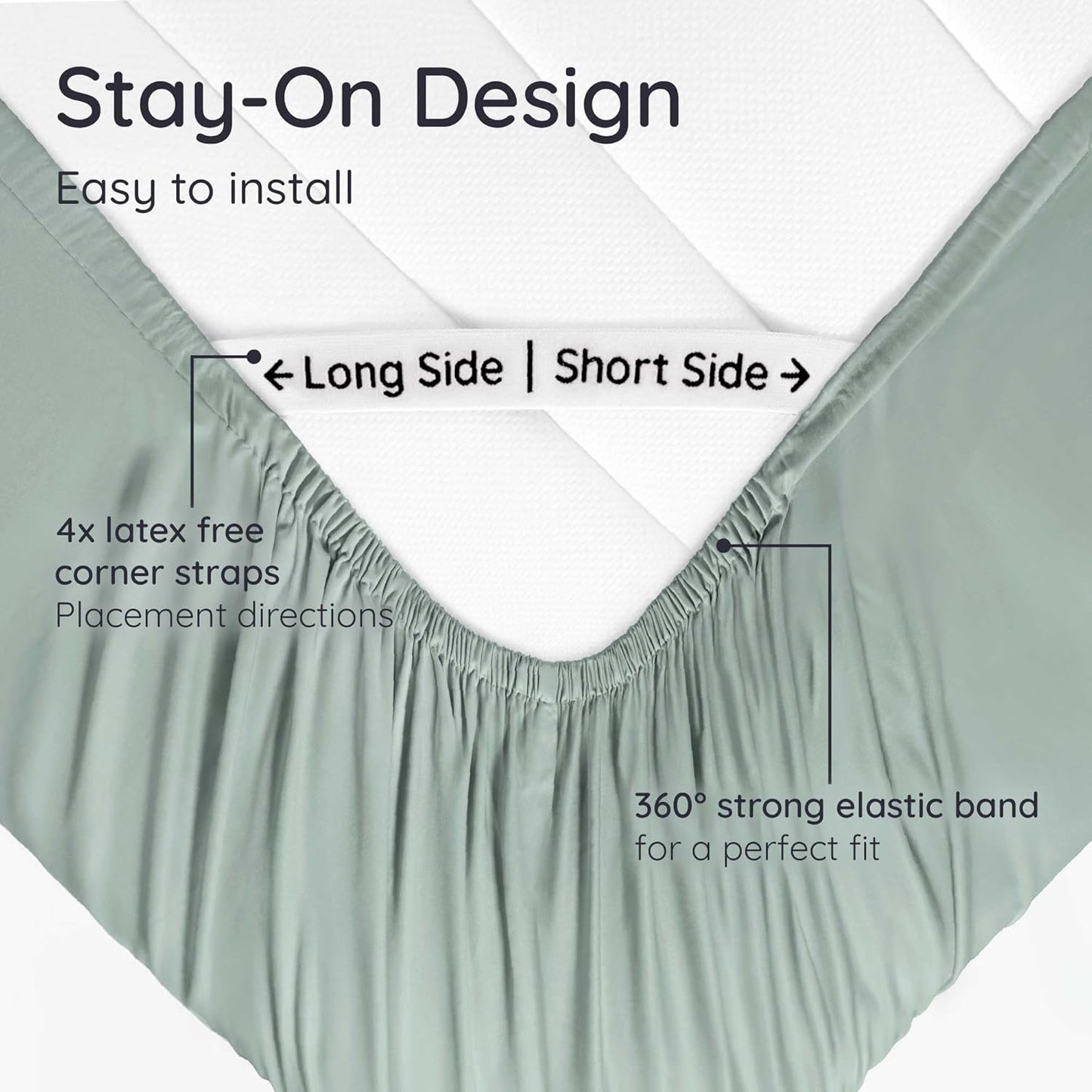 Bambaw 100% Viscose Derived from Bamboo Fitted Sheet King Size, Cooling Fitted Sheets King Size, 16’’ Deep Pocket, Cooling Mattress Sheets (Sea Glass)