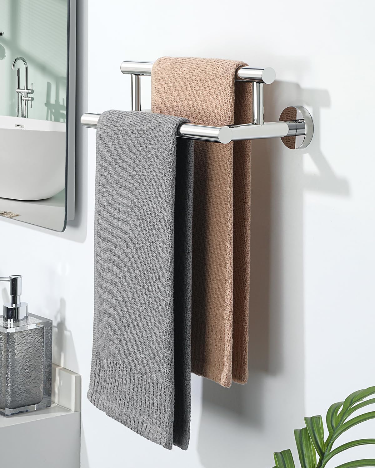 Alise Double Bath Towel Bars,12 Inch Towel Racks for Bathroom,SUS304 Stainless Steel Towel Holder,Towel Holder Wall Mount,Toilet Kitchen Towel Rod,Polished Chrome Towel Rail,GYT6902-300-C