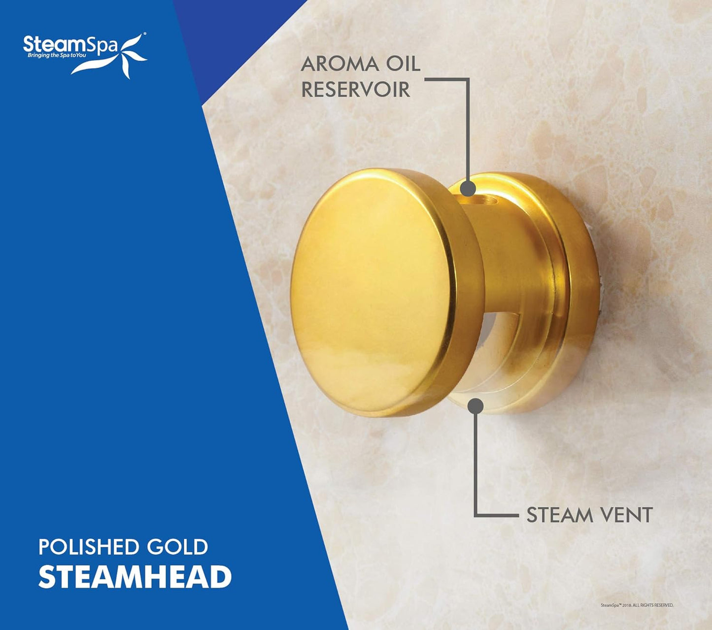 STEAMSPA 4.5kW Steam Sauna Generator Sentry Series 240V Steam Generator with Touch Screen, Steamhead, Built-in Steam Shower Auto Drain, ACU Quickstart Steam Bath Generator (Gold)