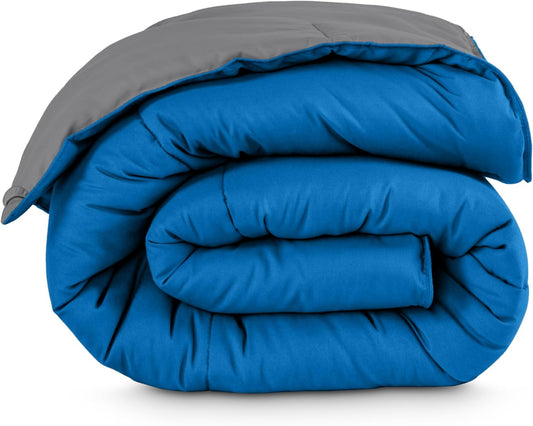 Bare Home Comforter - Twin/Twin Extra Long - Reversible Colors - Goose Down Alternative - Ultra-Soft - Premium 1800 Series - All Season Warmth - Bedding Comforter (Twin/Twin XL, Grey/Medium Blue)