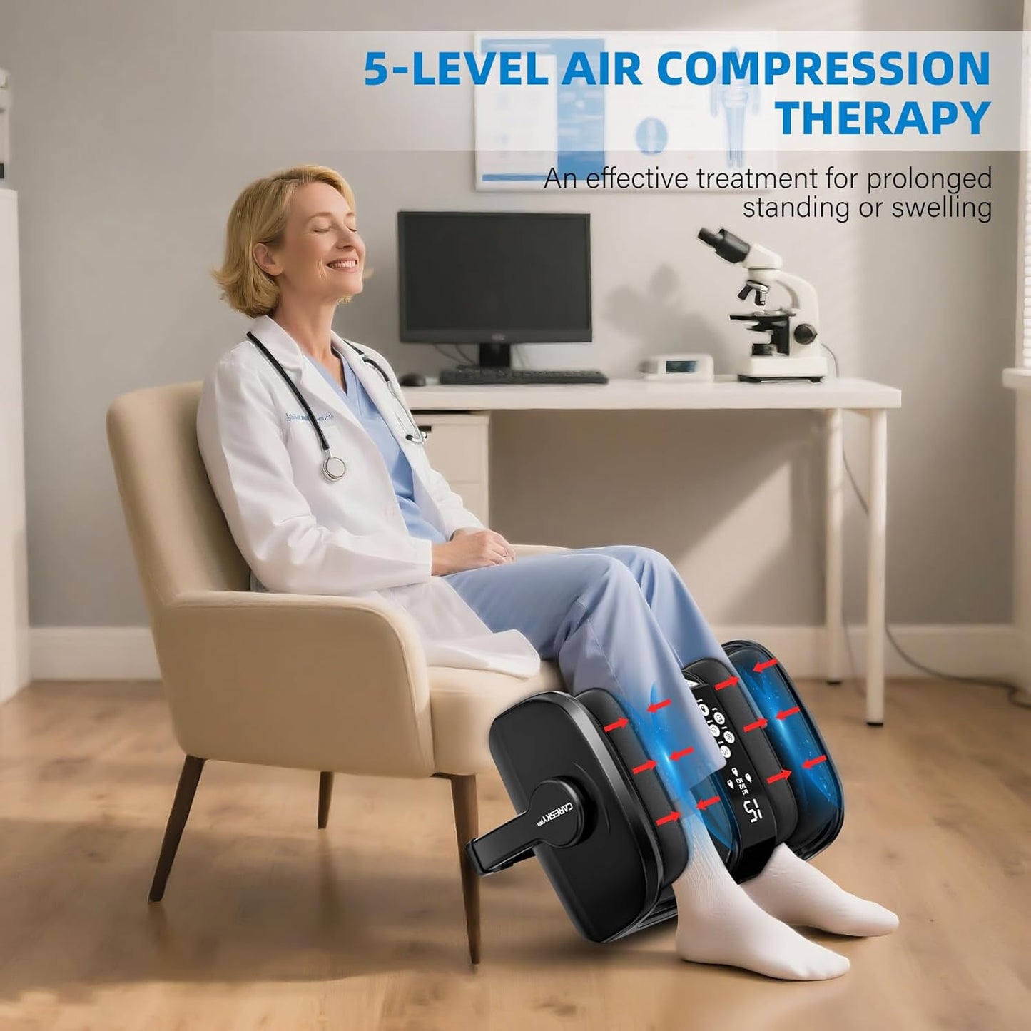 Foot Massager with Heat, 3 Heating Therapy 5 Intensity, Deep Kneading Rolling for Calf-Feet-Arm Circulation, Plantar Fasciitis and Pain Relief