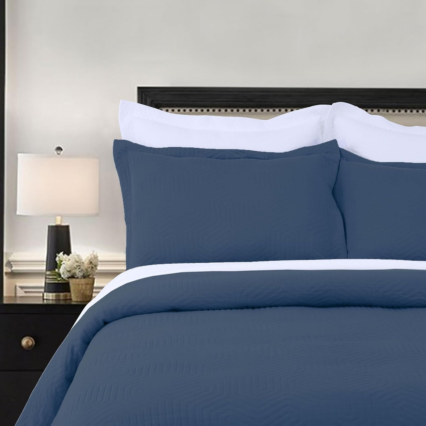 Threadmill Luxury Cotton Blankets for Queen Size Bed | All-Season 100% Cotton Queen Size Blanket | Aster Cozy Lightweight, Soft Breathable Coverlet fits Full Size Bed, 90x92 | Folkstone Blue