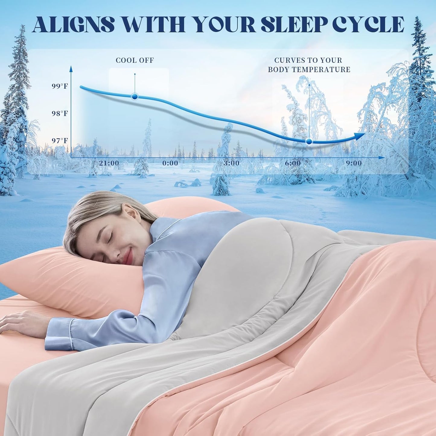 Cooling Comforter Queen Size, Double-Sided Cooling Blanket for Hot Sleepers & Night Sweats, Arc-Chill Q-Max > 0.4 Breathable Ice Blanket, Lightweight Cold Comforter (80''x90'', Pink)