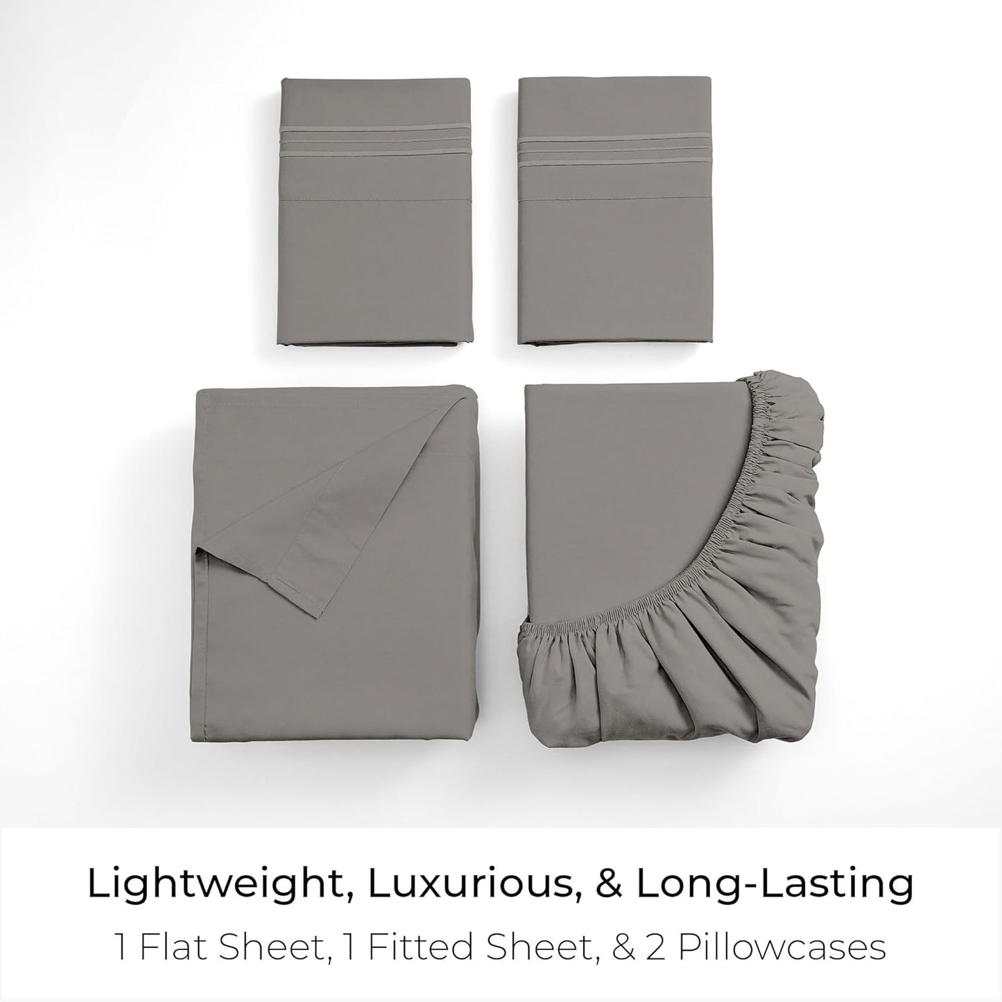Mellanni Queen Sheets Set - 4 PC Iconic Collection Bedding - Hotel Luxury, Extra Soft, Cooling Bed Sheets - Wrinkle, Fade, Stain Resistant (Queen, Taupe)
