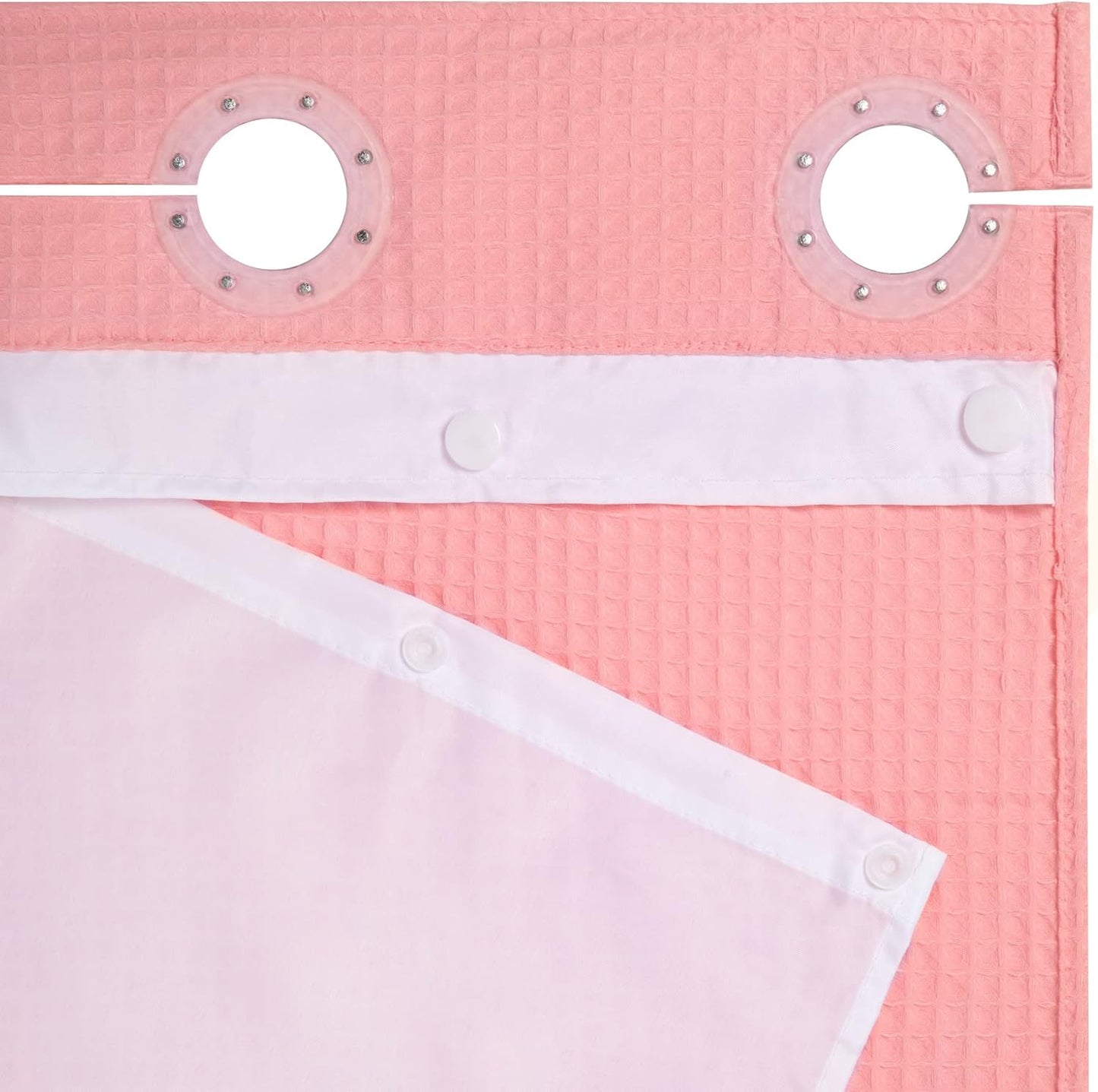 River Dream Hotel Grade No Hooks Needed Shower Curtain with Snap in Liner,Water Repellent, Machine Washable (Pink, 71"x74"(W/Liner))