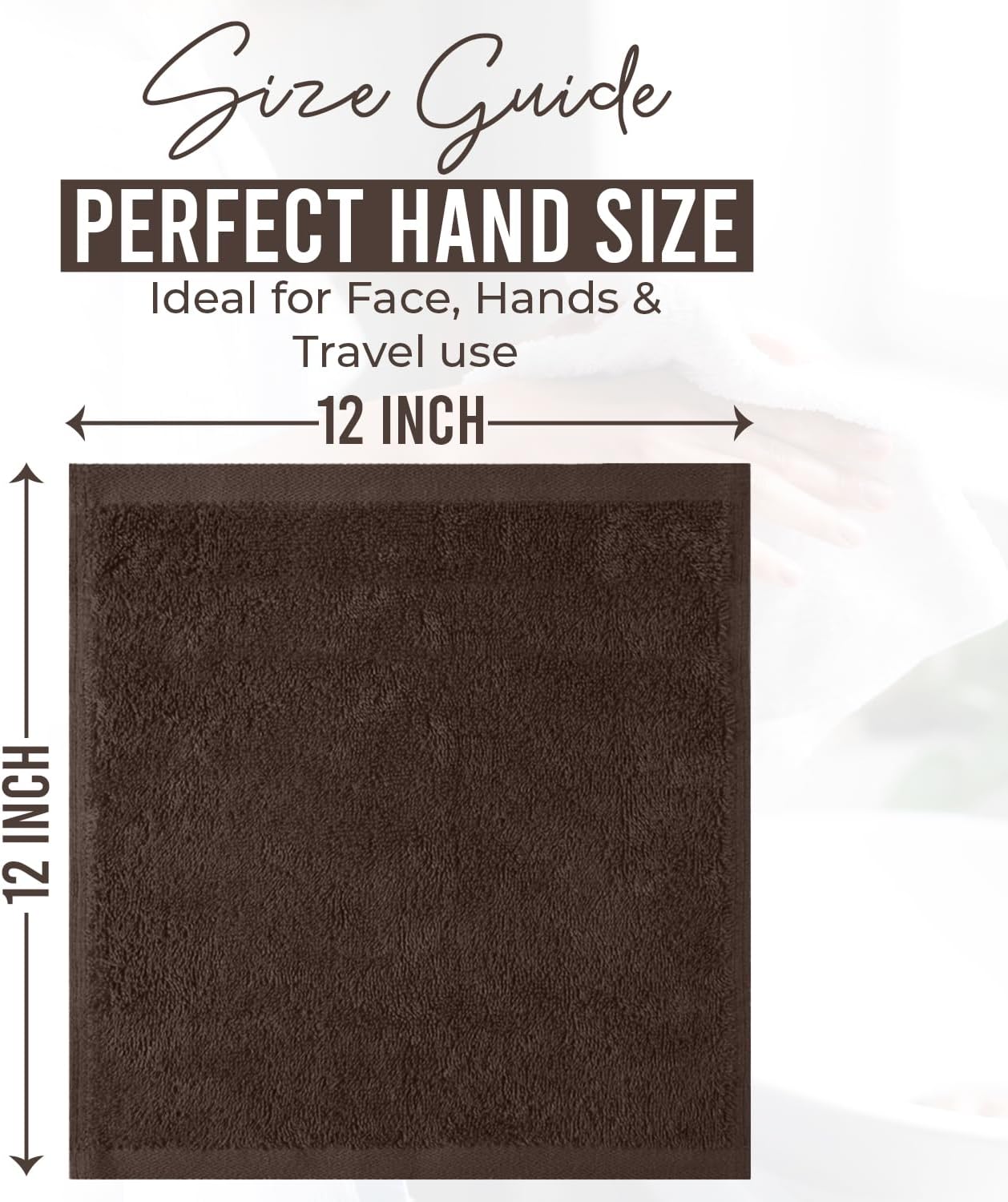 DAN RIVER 100% Cotton Wash Cloths 24 Pack [12x12] Soft & Absorbent Soft washcloths, Gym, Hotels & Spa Perfect for Everyday Use Fingertip Towels, Brown