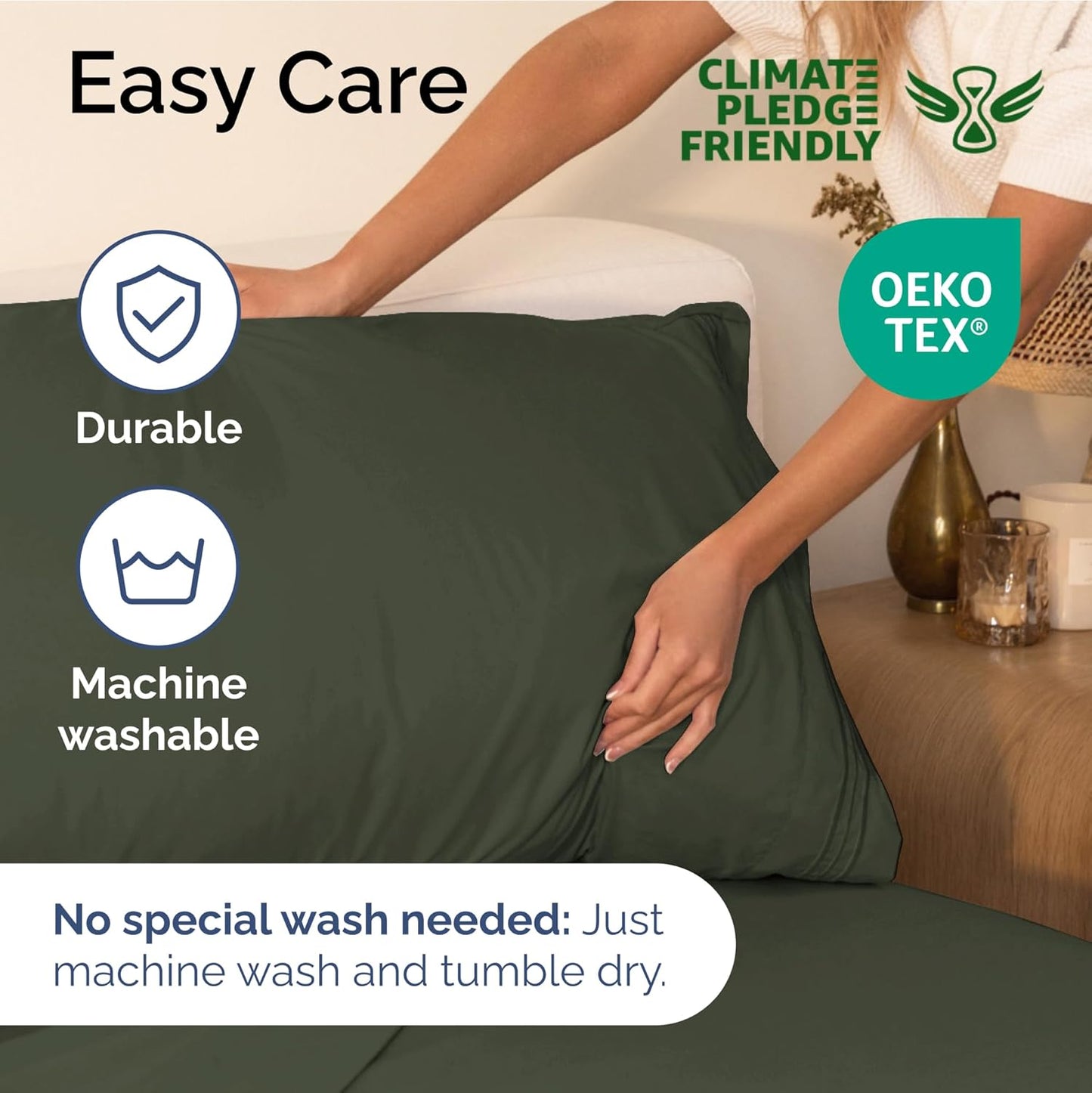 Full Size 4 Piece Sheet Set - Extra Soft, Breathable & Cooling - Hotel Luxury Durable Bed Sheets for Women & Men - Deep Pockets, Easy-Fit & Wrinkle-Free - Dark Olive Grey Oeko-Tex