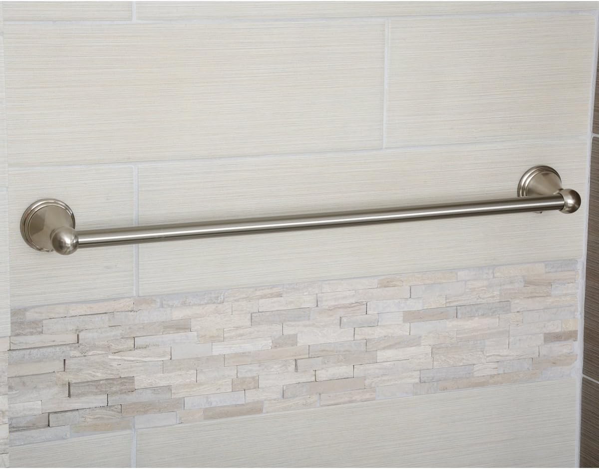 Amazon Basics Straight Modern Towel Bathroom Bar, 24 inch, Satin Nickel