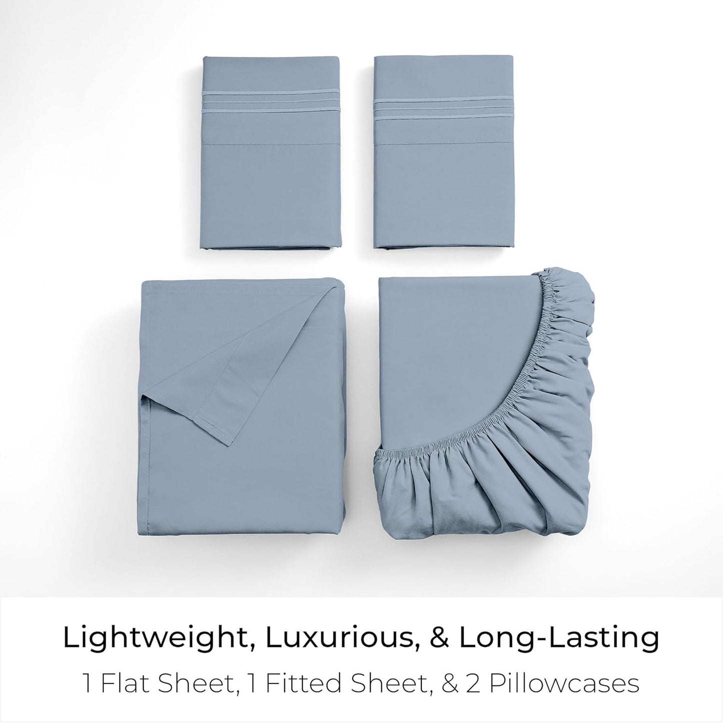 Mellanni California King Sheets Set - 4 PC Iconic Collection Bedding - Hotel Luxury, Extra Soft, Cooling Bed Sheets - Wrinkle, Fade, Stain Resistant (Cal King, Blue Hydrangea)