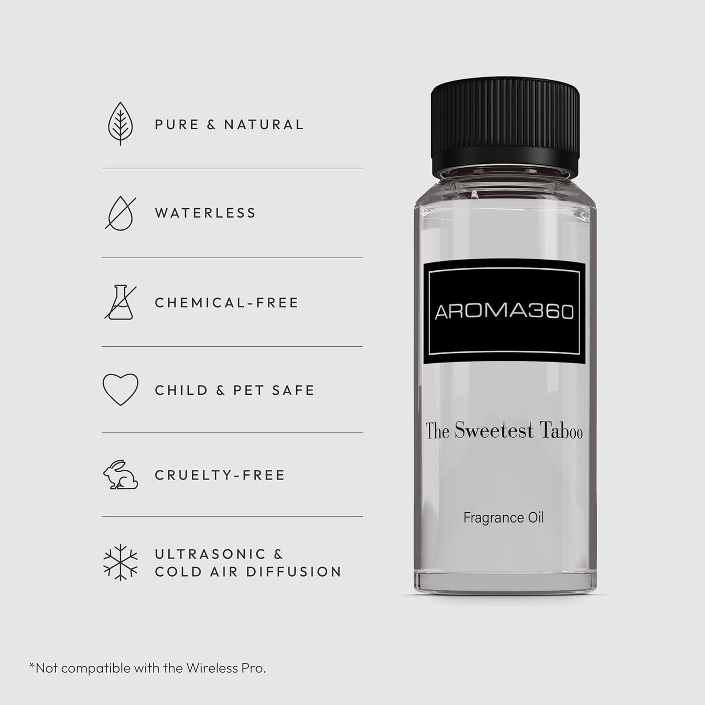 Aroma360 - The Sweetest Taboo Fragrance Oil Scent - Luxury Aromatherapy Scent Diffuser Oil - Hints of Lemon Crème, Pomegranates, & Raspberries - For Essential Oil Diffusers - For Home & Office - 120mL