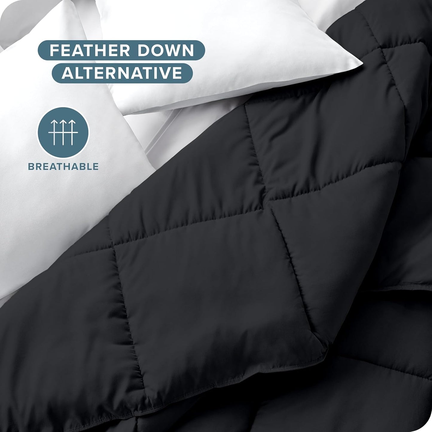 Bare Home Duvet Insert Comforter - Full Size - Goose Down Alternative - Ultra-Soft - Premium 1800 Series - All Season Warmth - Bedding Comforter (Full, Black)