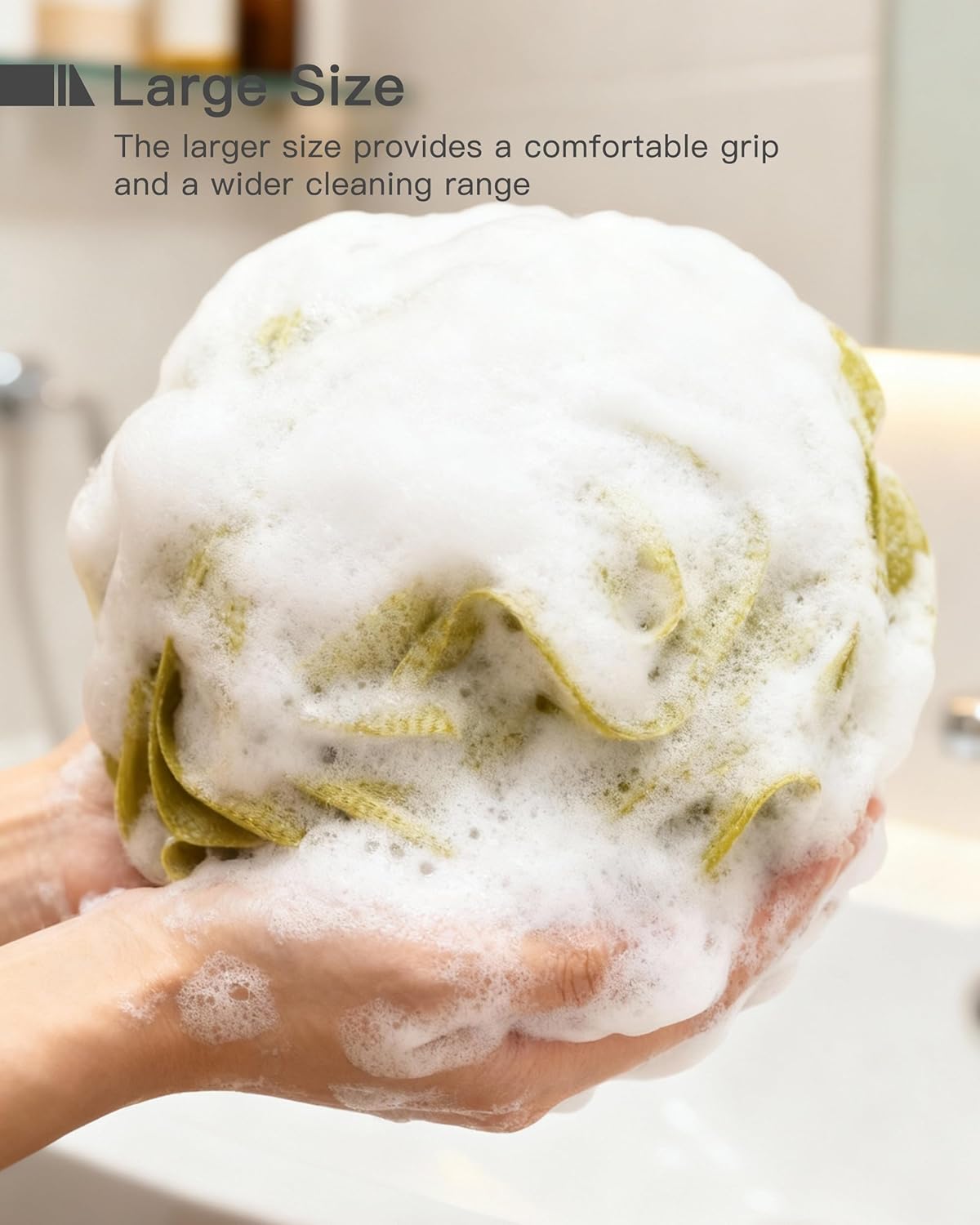 Large Bath Sponge Pouf 70g, 6.3 Inch Exfoliating Shower Loofah, Soft Durable PE Mesh with Reinforced Knotting, Rich Lather Body Wash Scrubber, 4-Pack Elegant Colors Gift Set（C-4Pcak）