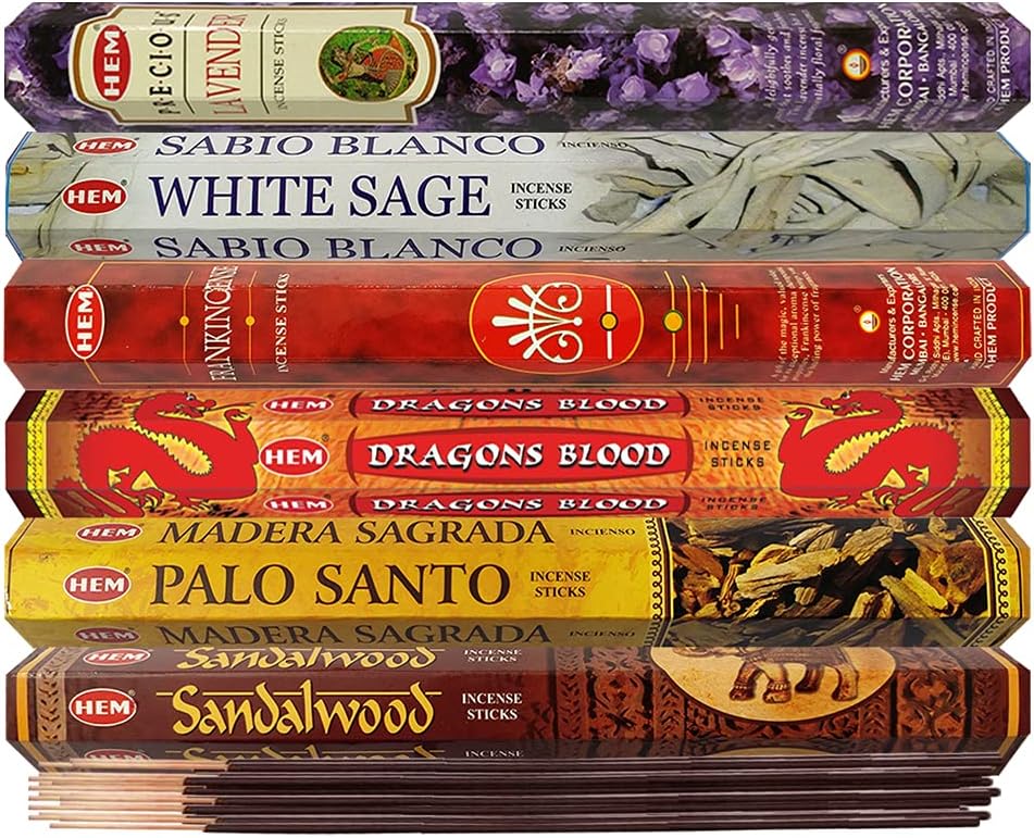 Hem Incense Sticks Variety Pack #30 and Incense Stick Holder Bundle with 6 Classic Fragrances