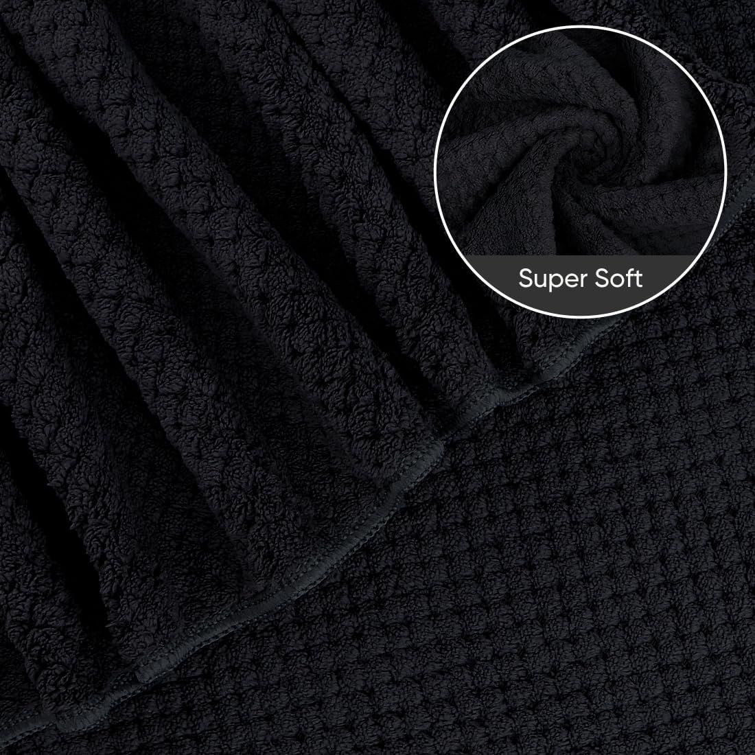 HOMEXCEL Bath Sheets Towels Set Pack of 2 (35 x 70 Inches), Ultra Soft Bath Towels for Bathroom, Lightweight and Quick Drying Towel for Body, Yoga, SPA, Fitness, Black