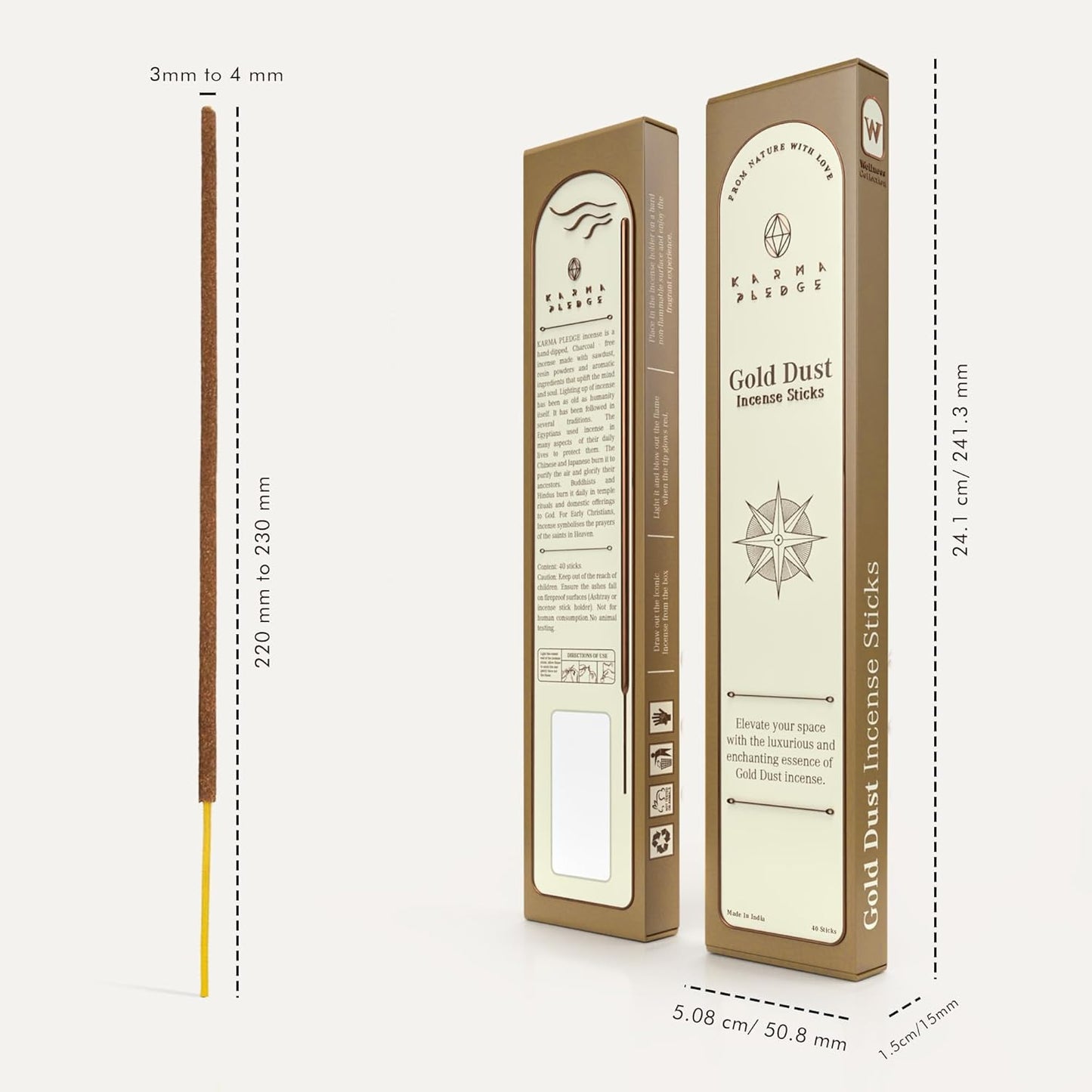 Gold Dust Incense Sticks, Organic Hand Dipped Incense, Natural Herb & Aromatic Ingredients, Contain 40 Sticks Inside, Burn Time 45 to 60 Minutes, Spiritual Gifts, Whispers Incense by Karma Pledge