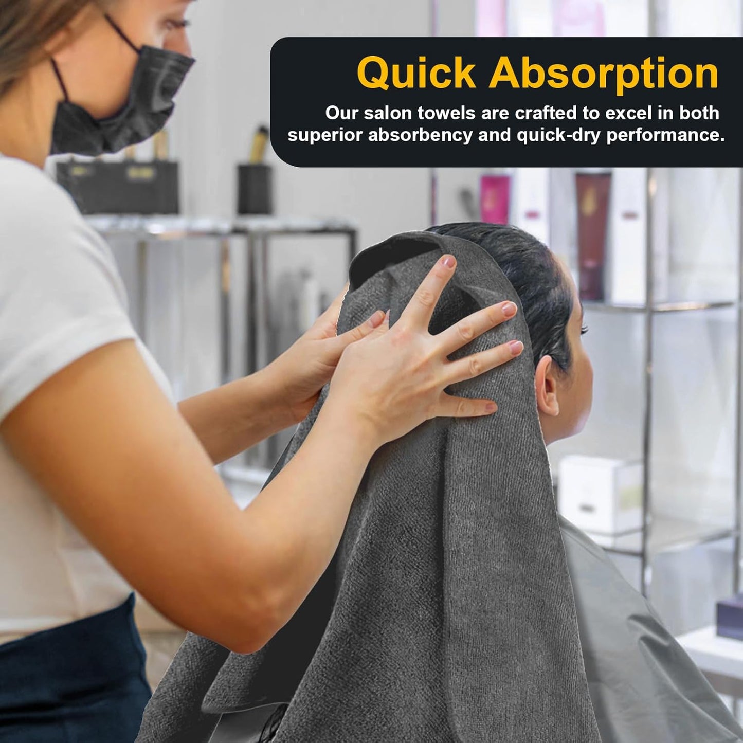 Salon Towels 24 Pack, Super Soft Microfiber Gym Towels, Highly Absorbent Hair-Drying Cloth for Gym, Bath, Spa Use and Home Beauty Care - Grey (16x29 inch)