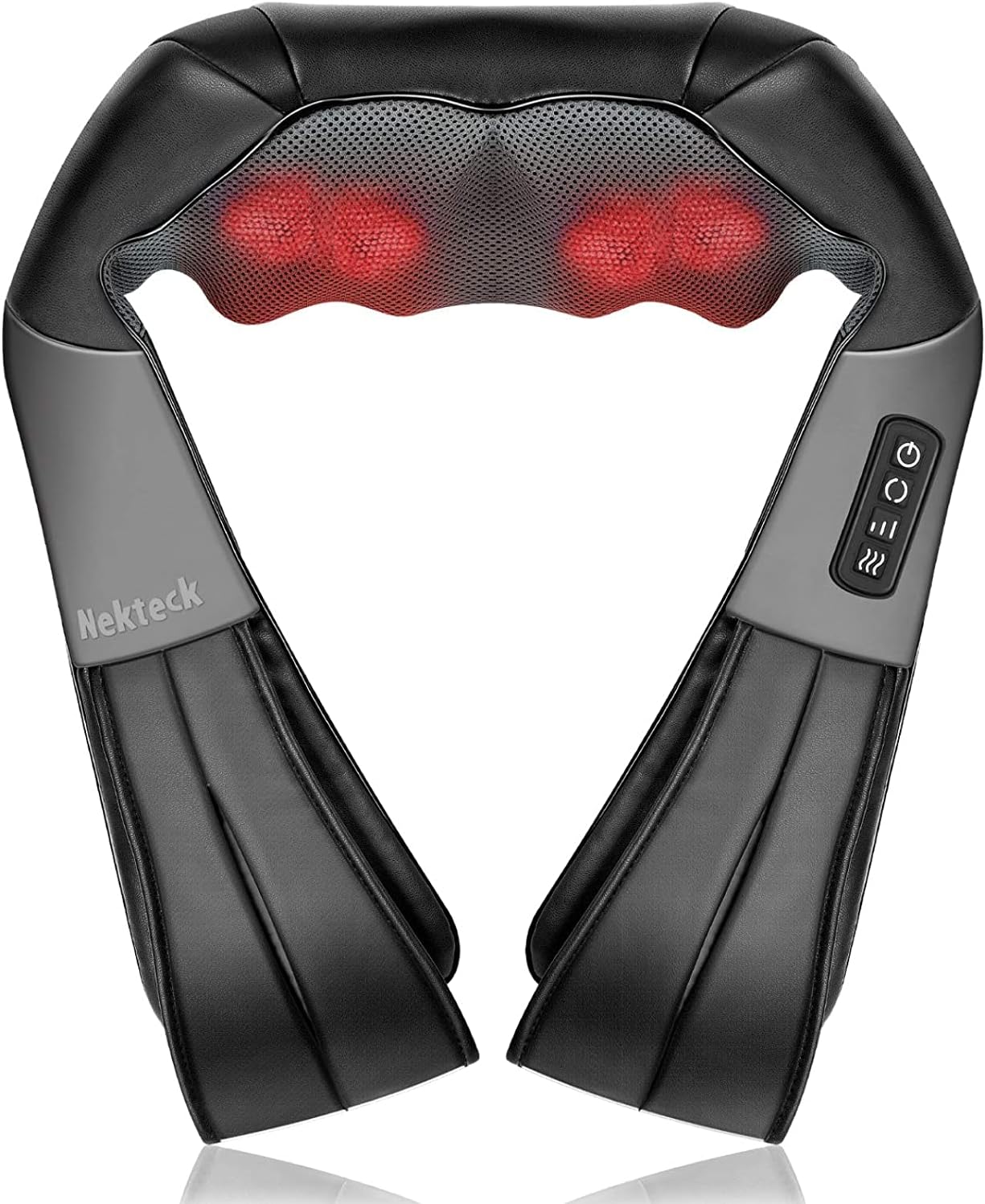 Nekteck Shiatsu Neck Massager for Pain Relief Deep Tissue with Heat, 3D Kneading Massage Pillow Back Shoulder Massagerfor Body Muscle, Plug-in Use for Home Office Car, Gifts for Mom Dad Him Her