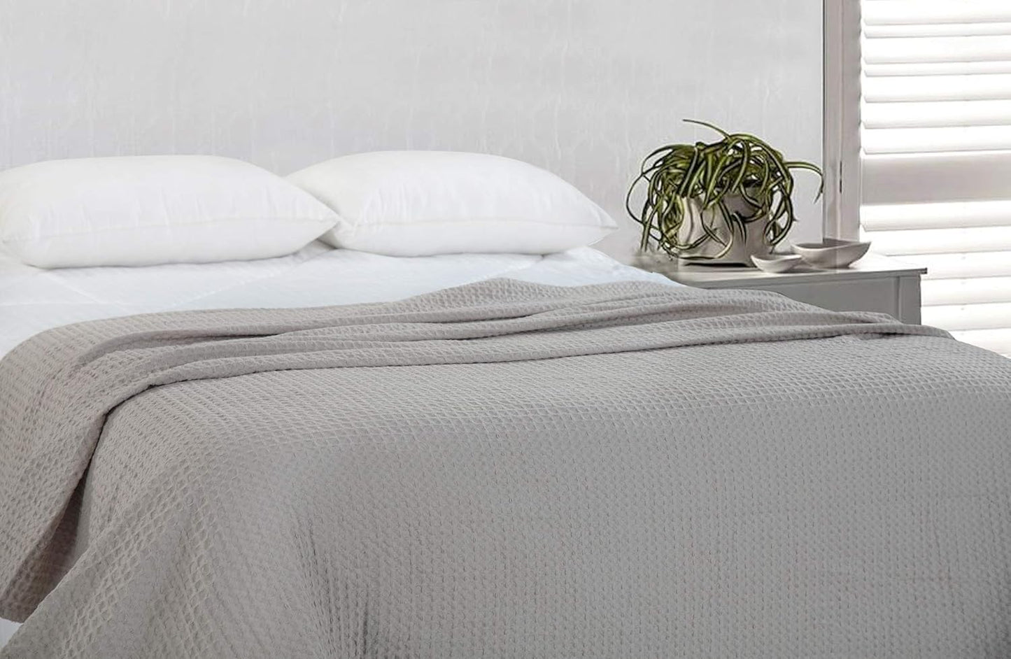 HILLFAIR 100% Combed Cotton Blanket–102x108 Inch California King Size Bed Blankets– Warm Soft All Season Breathable Blankets– Extra Large Oversized California King Blanket- Khaki King Cotton Blankets