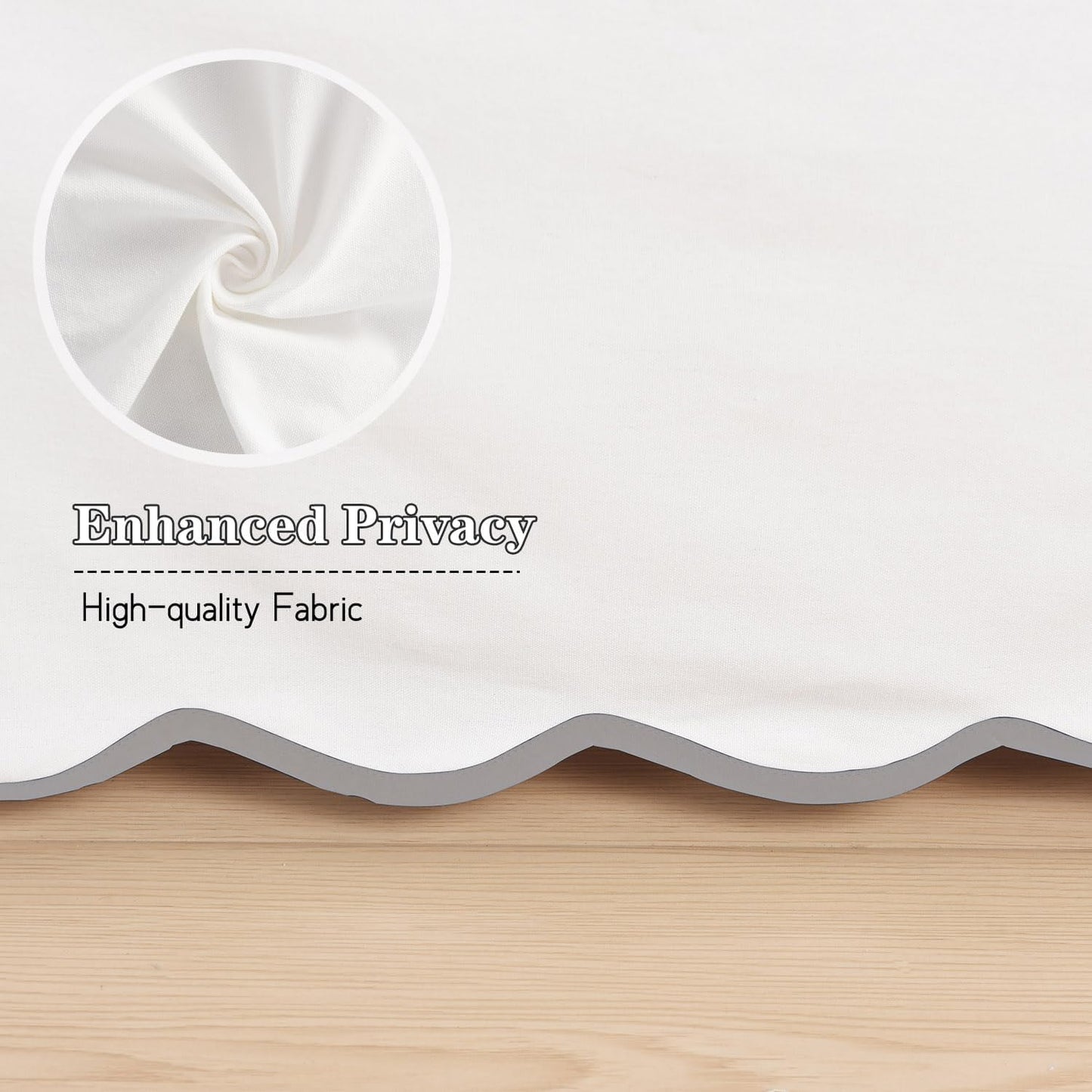 HIG Off White Chic King Bed Skirt - Easy Fit Scallop Edge Pleated Bedskirts, 14 Inch Drop Anti-Slip Dust Ruffle, Thick Fabric for Enhanced Privacy, Pre-Washed for Long-Lasting Use(N60022)