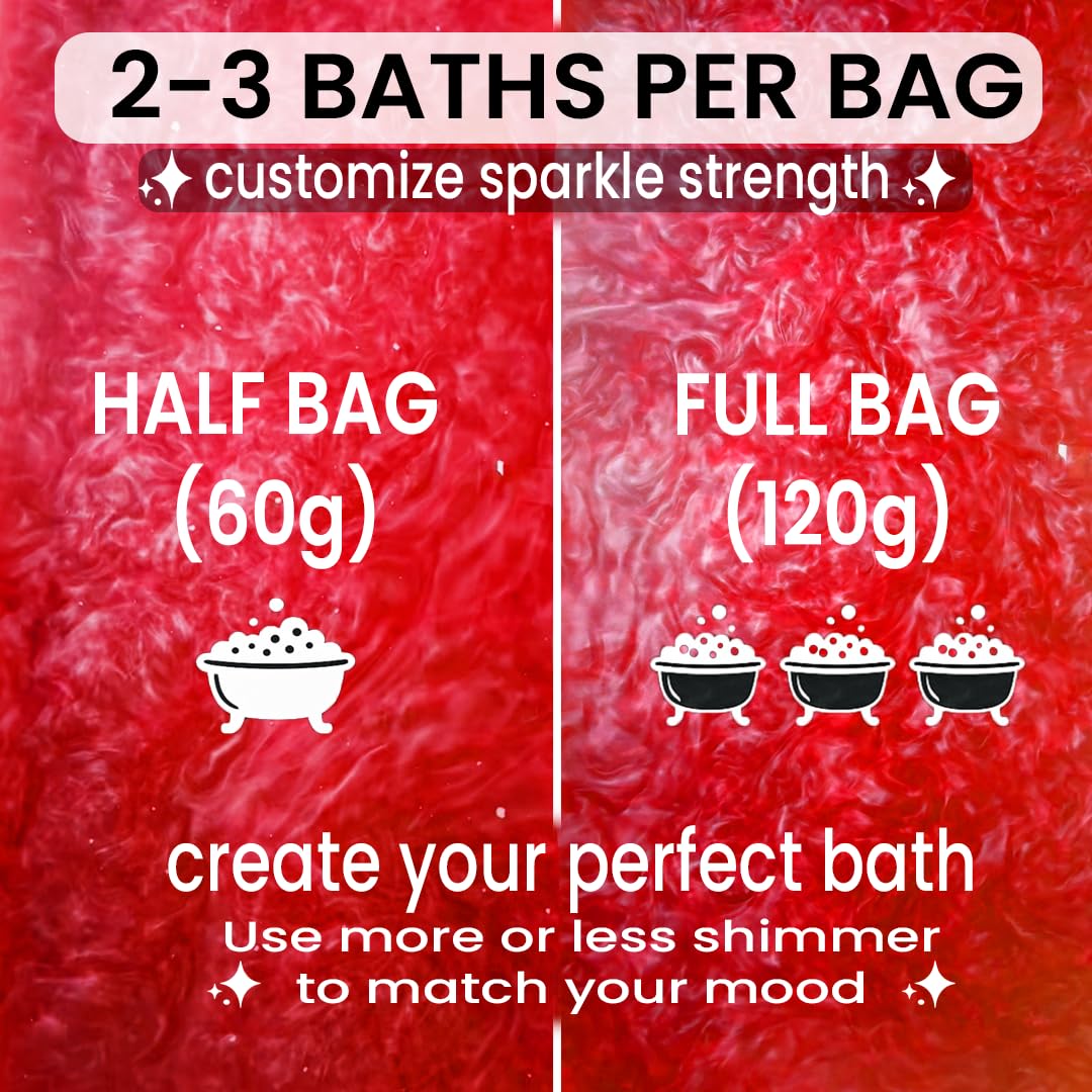 Red Shimmer Bath Bomb in A Bag - Handmade Strawberry Scented Bath Bombs for Women, Kids and Men - Bulk Bathbomb Fizzies Perfect for Boys and Girls All Ages (Small, Red)