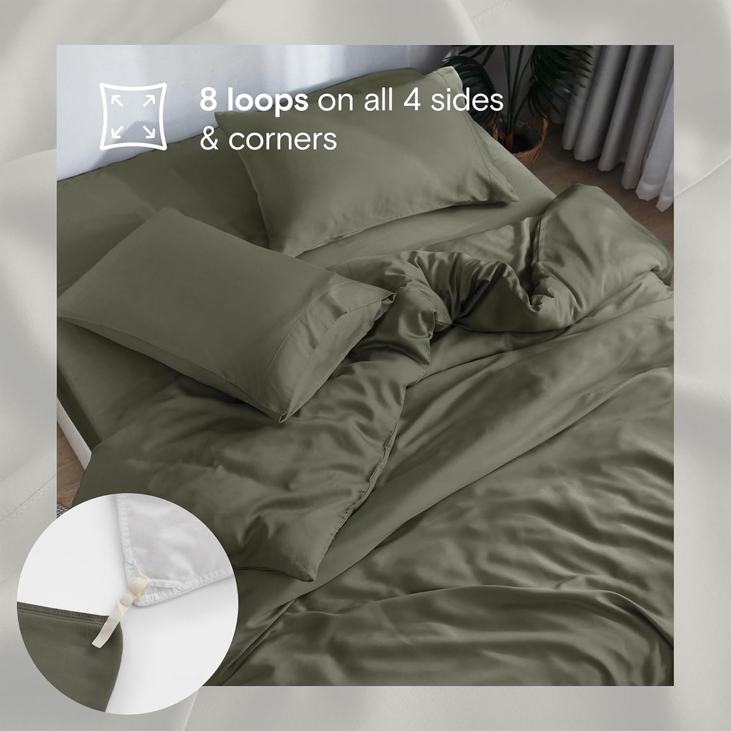 DOZ Duvet Cover Set, 100% Viscose derived from Bamboo, Organically Grown, Buttery Soft, Cooling Duvet Covers, High GSM, 1 Duvet Cover and 1 Pillowcase, 70"x90" (Olive, Twin/Twin XL)