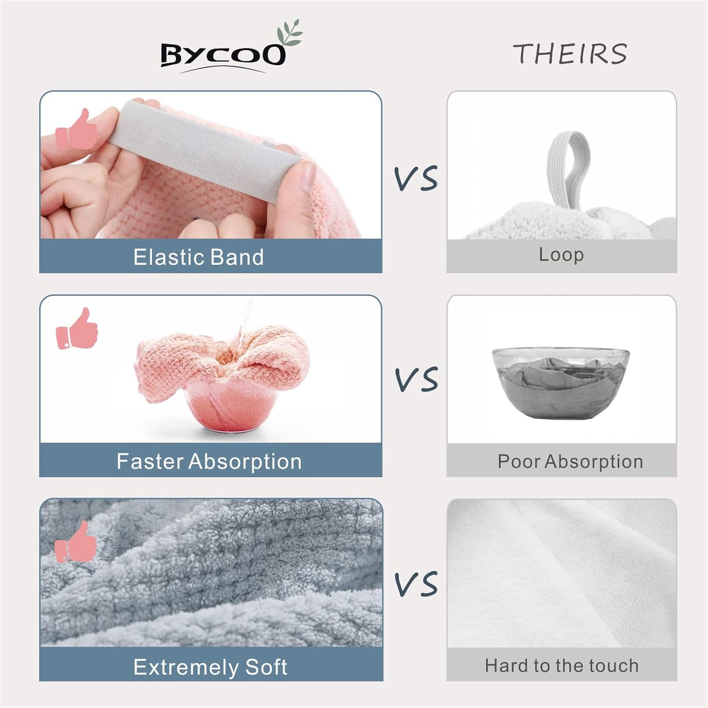 2 Pack Large Microfiber Hair Towel Wrap for Women, Anti Frizz Hair Drying Towels, Fast Dry Hair Turban - for Wet, Long, Thick, Curly Hair - Super Absorbent Soft Towels (Blue & Pink)