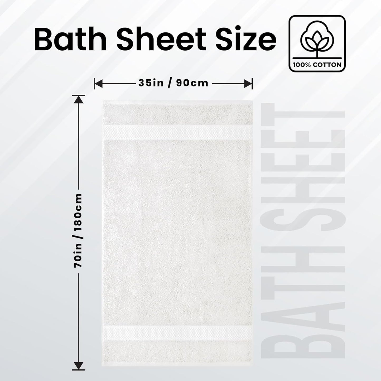 Infinitee Xclusives – Luxury Bath Sheets Towels – 1 Pack 600 GSM (35X70 Inches) – 100% Ring Spun Cotton Large Bath Towels for Bathroom (Brilliant White, Bath Sheets - Pack 1)