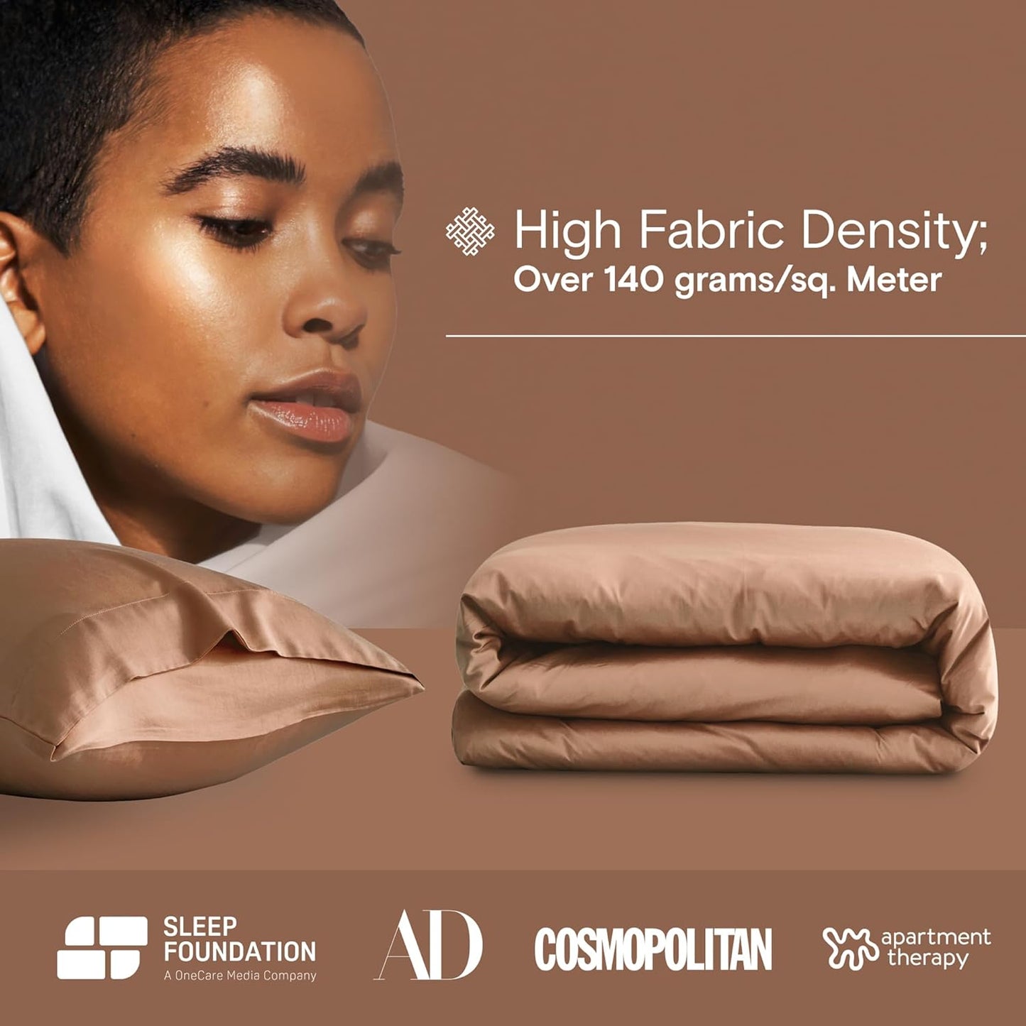 DOZ Duvet Cover Set, 100% Viscose derived from Bamboo, Organically Grown, Buttery Soft, Cooling Duvet Covers, High GSM, 1 Duvet Cover and 1 Pillowcase, 70"x90" (Clay, Twin/Twin XL)