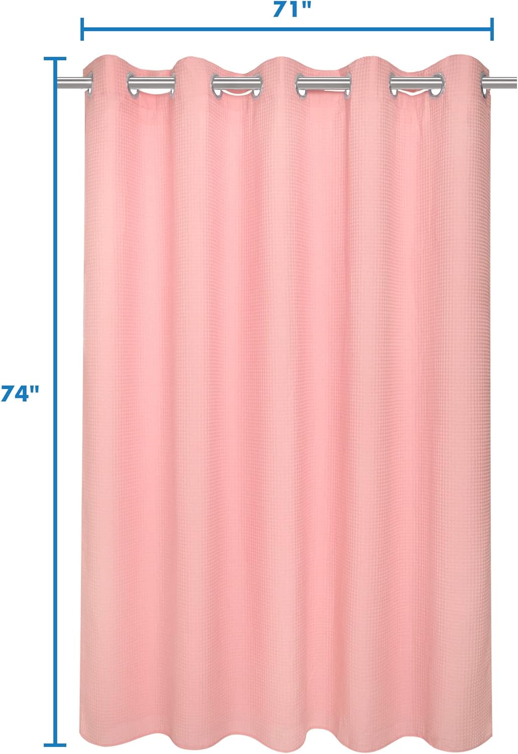 River Dream Hotel Grade No Hooks Needed Shower Curtain with Snap in Liner,Water Repellent, Machine Washable (Pink, 71"x74"(W/Liner))