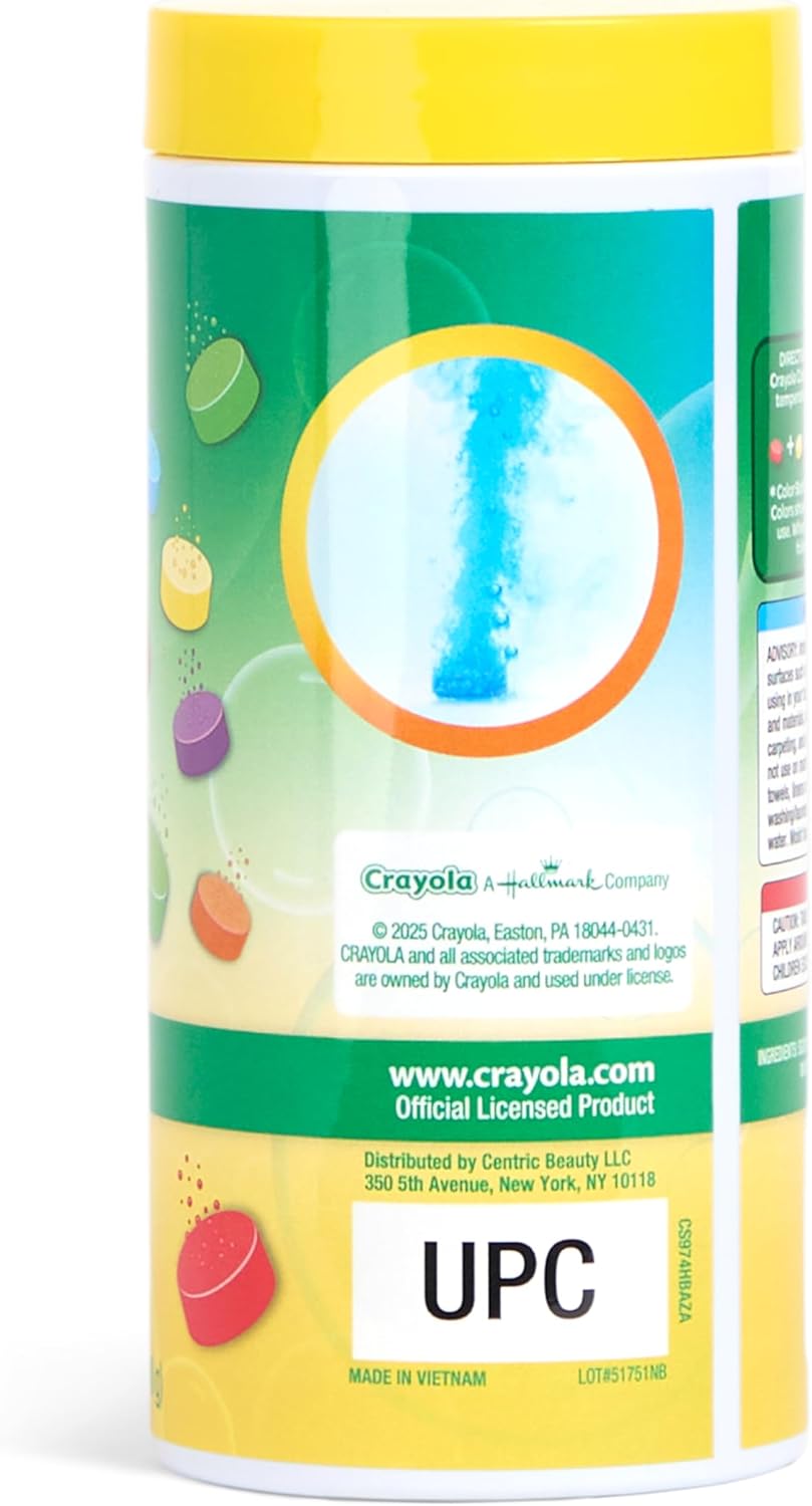 Crayola Bath Dropz Color Changing Tablets, 200 Piece Fizzies Bath Bombs in Assorted Colors, Fragrance Free, Water-Coloring Tablets