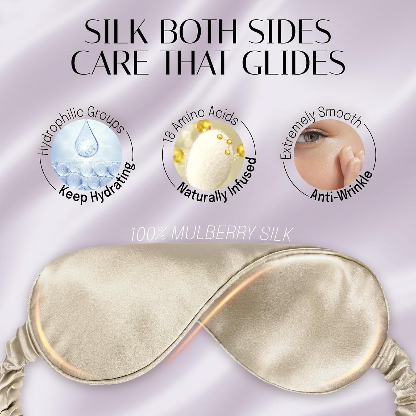 OLESILK Silk Sleep Eye Mask Blindfold with Double Layer Silk Filling for Full Night's Sleep, Luxury Eye Cover Eyeshade for Women Men with Travel Bag and Ear Plugs, Taupe