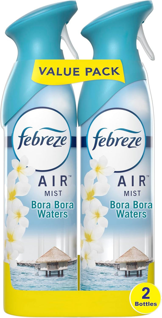 Febreze Air Mist Air Freshener Spray, Odor-Fighting Room Spray, Air Fresheners for Home and Bathroom and Kitchen, Aerosol Can, Bora Bora Waters Scent, 8.8oz, 2 Count