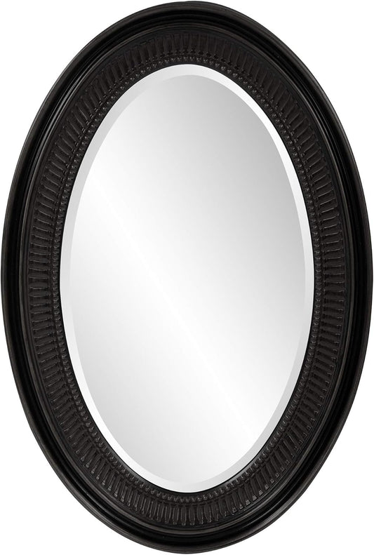 Howard Elliott Ethan Black Oval Decorative Wall Hanging Mirror, Vintage Oval Mirror for Wall Decor Resin Frame Vanity Mirror Perfect for Living Room, Bedroom & Home Decor, 21 x 31 Inch