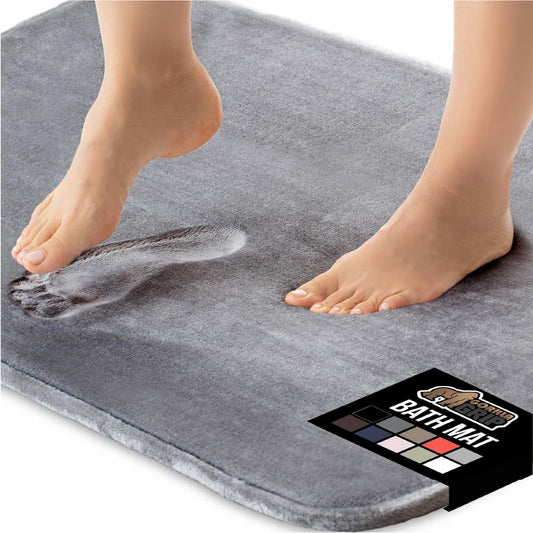 GORILLA GRIP Memory Foam Bath Rugs, Soft Absorbent Velvet Bathroom Mats, Durable Dots on Underside, Machine Washable Bathmat, Carpet Rug Room Decor for Shower Floor, 60x24 Mat, Graphite Gray