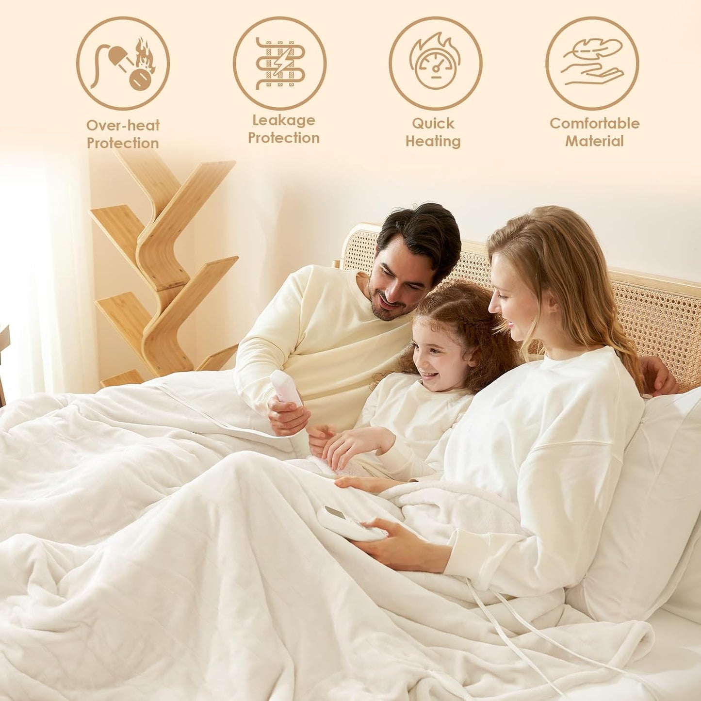 EHEYCIGA Heated Blanket Electric Blanket King Size - Heating Blanket with 9 Heating Levels & 10 Hours Auto Off, Soft Cozy Sherpa Washable Dual Control Blanket with Fast Heating, 90 x 100 Inches