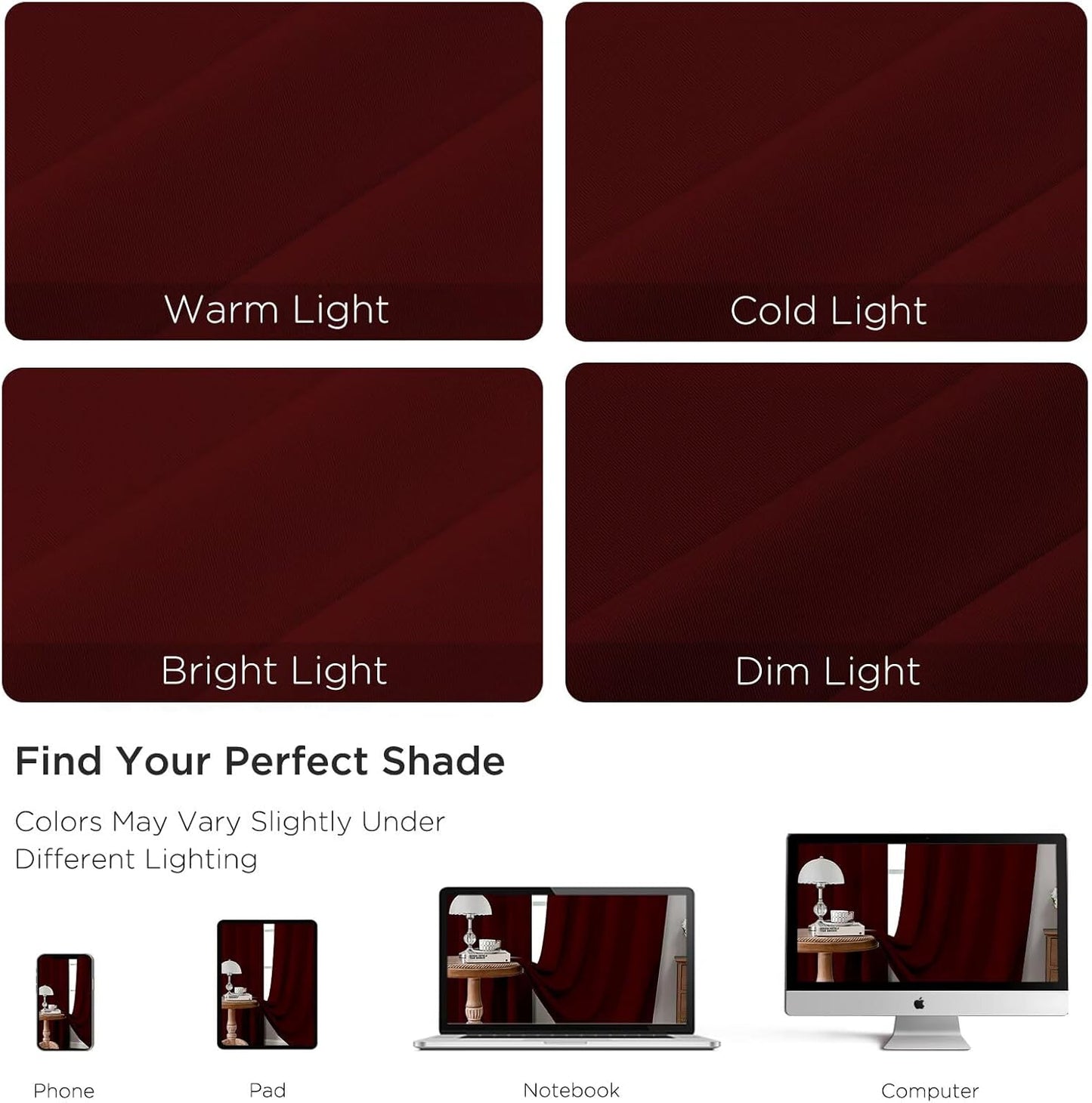 CUCRAF Burgundy Red Blackout Curtains 96 inch Length 2 Panels Set, Rod Pocket Room Darkening Drapes for Bedroom Living Room, Insulated Thermal Light Blocking Window Curtain (W52 x L96 Inch)