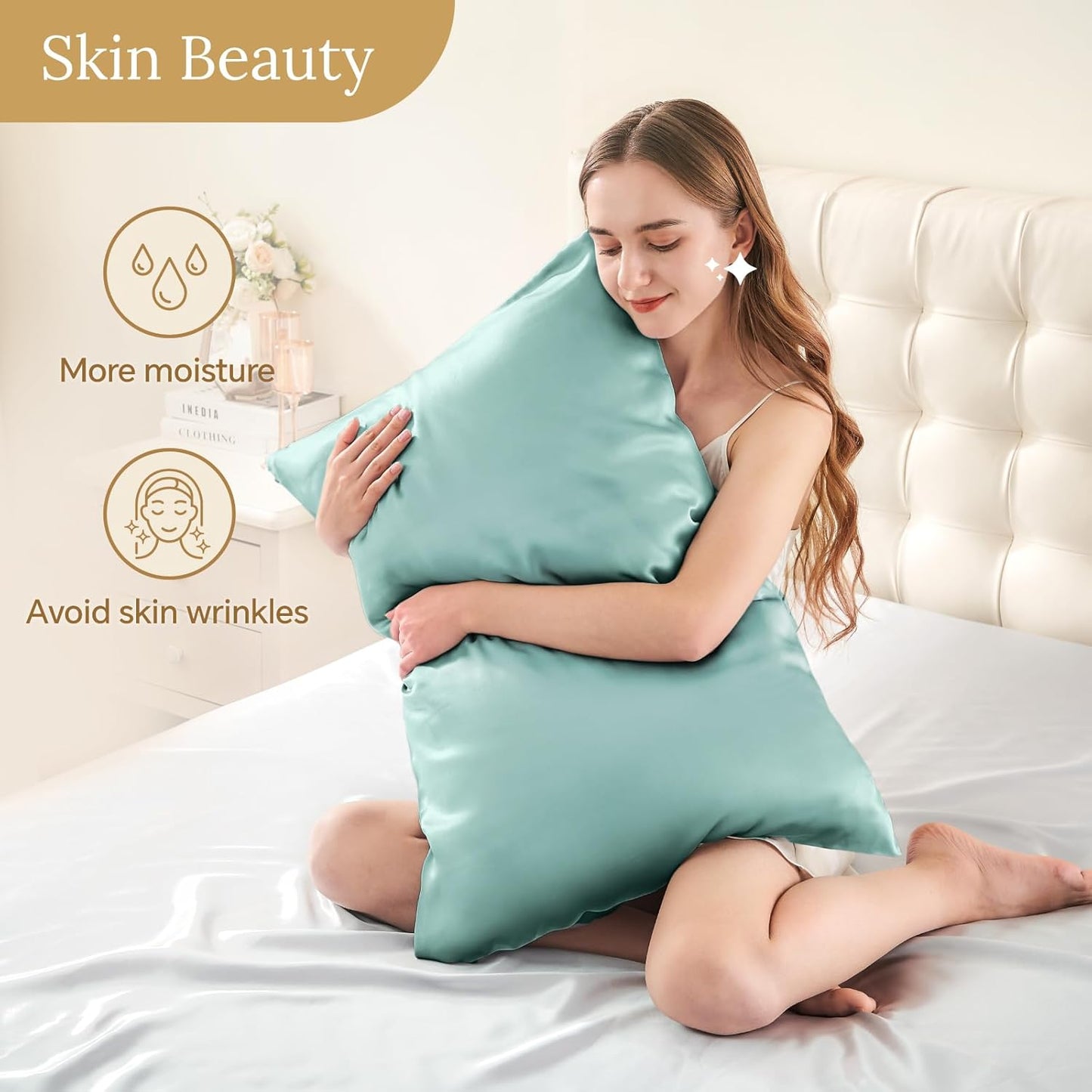 INFIIXSO Mulberry Silk Pillowcase for Hair and Skin, Silk Pillow Cases King Size with Hidden Zipper 20"x40", Extraordinary Smooth and Soft Cooling Pillow Cases for Hot Sleepers(ICY Morn, 1 Pack)