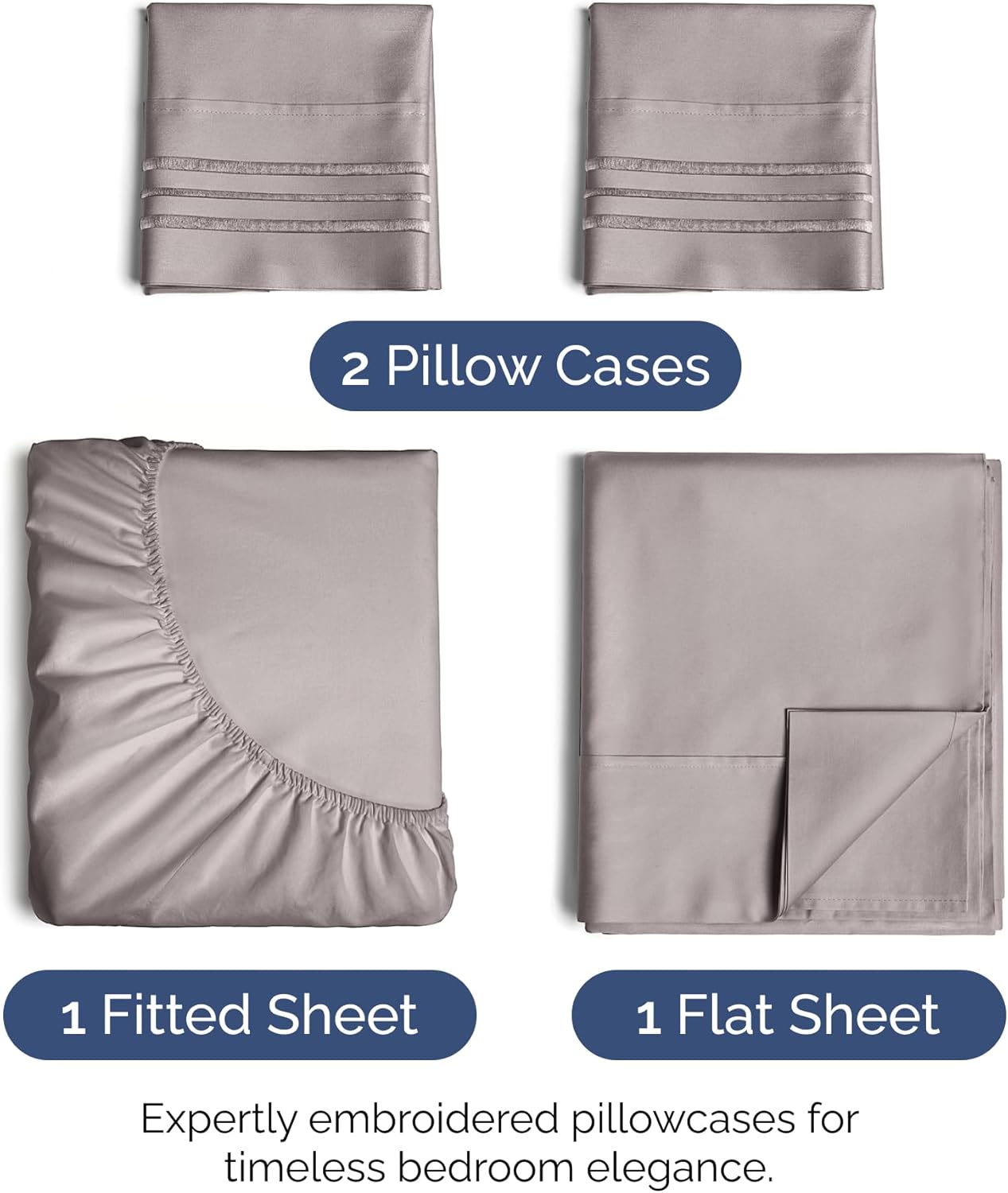 Queen Size 4 Piece Sheet Set - Extra Soft, Breathable & Cooling - Hotel Luxury Durable Bed Sheets - Deep Pockets, Easy-Fit & Wrinkle-Free - Thistle Purple Oeko-Tex