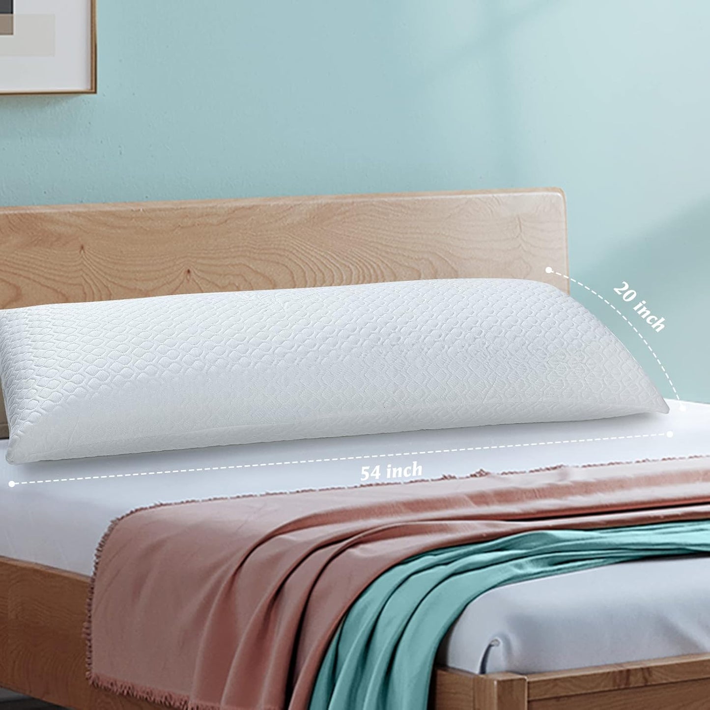 Extra Thick Body Pillow Memory Foam – Long Pillow for Adults – Thicker Inner Case – Soft & Cooling Double Pillowcases, 20 x 54 inches