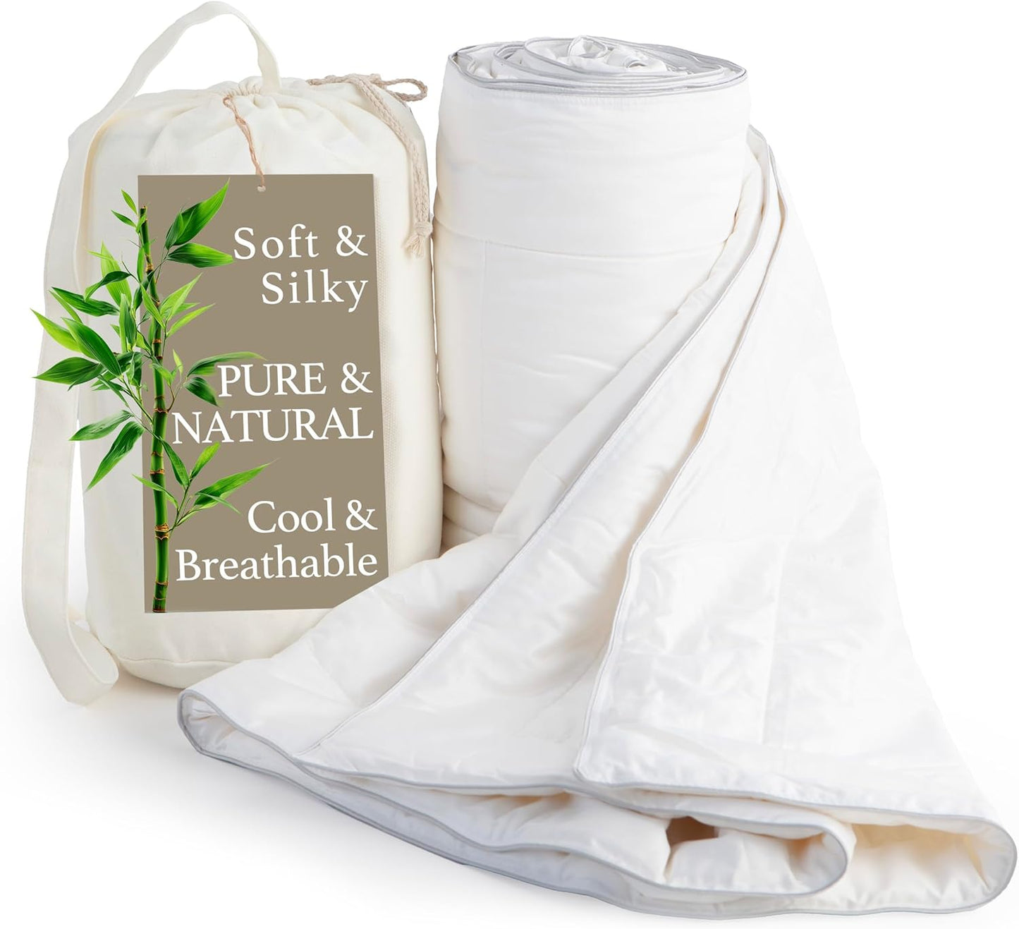 Cooling Comforter, Fill 100% Viscose from Bamboo, Cover 60% Viscose from Bamboo 40% Cotton, Lightweight Duvet Insert, Breathable Summer Quilt, 111x94 inches, King Size