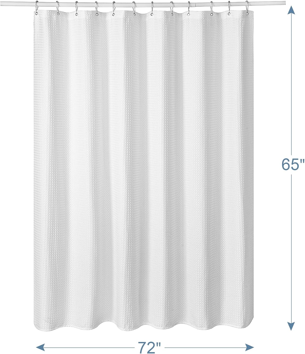 AmazerBath Waffle Shower Curtain - White, Heavy Duty Fabric, Hotel Quality for Bathroom, 72 x 65 Inches